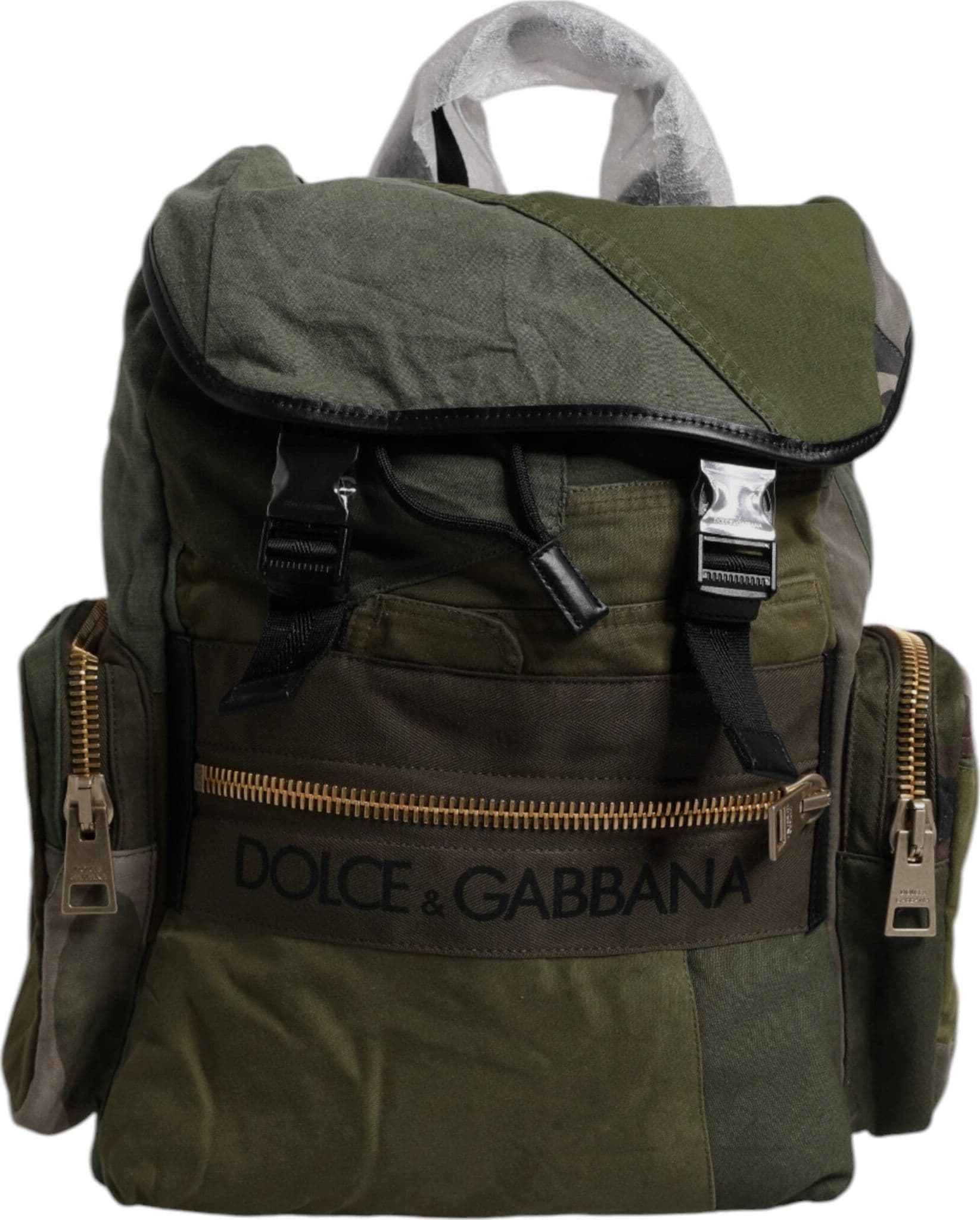 Dolce & Gabbana Military Green Patchwork Travel Backpack Bag - 6