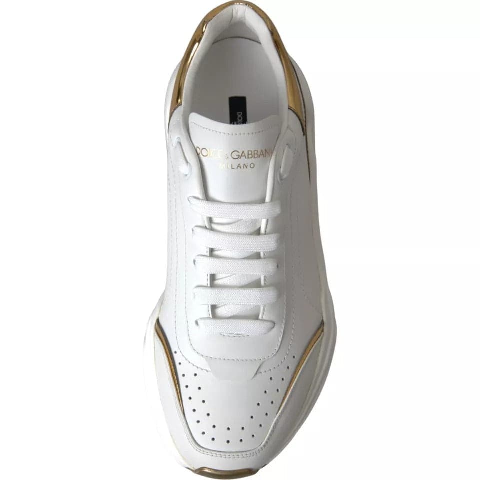 Dolce & Gabbana White Gold DAYMASTER Leather Sneakers Men Shoes - 4