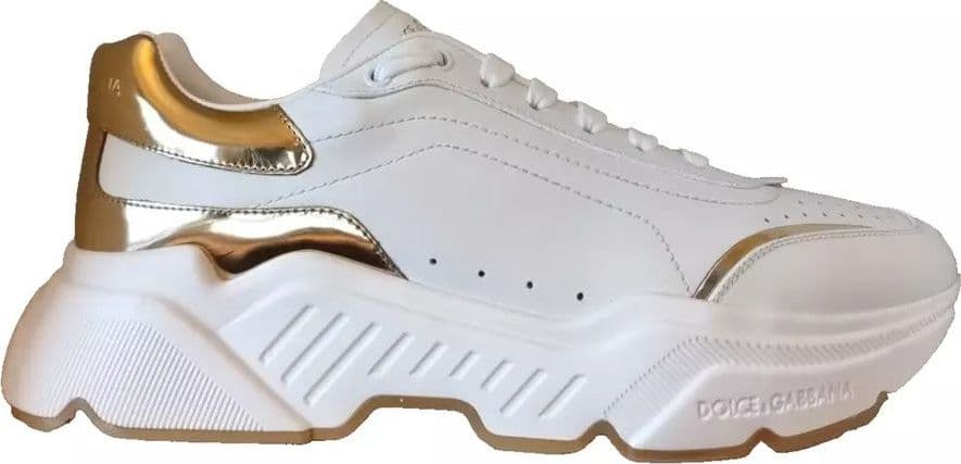 Dolce & Gabbana White Gold DAYMASTER Leather Sneakers Men Shoes - 5