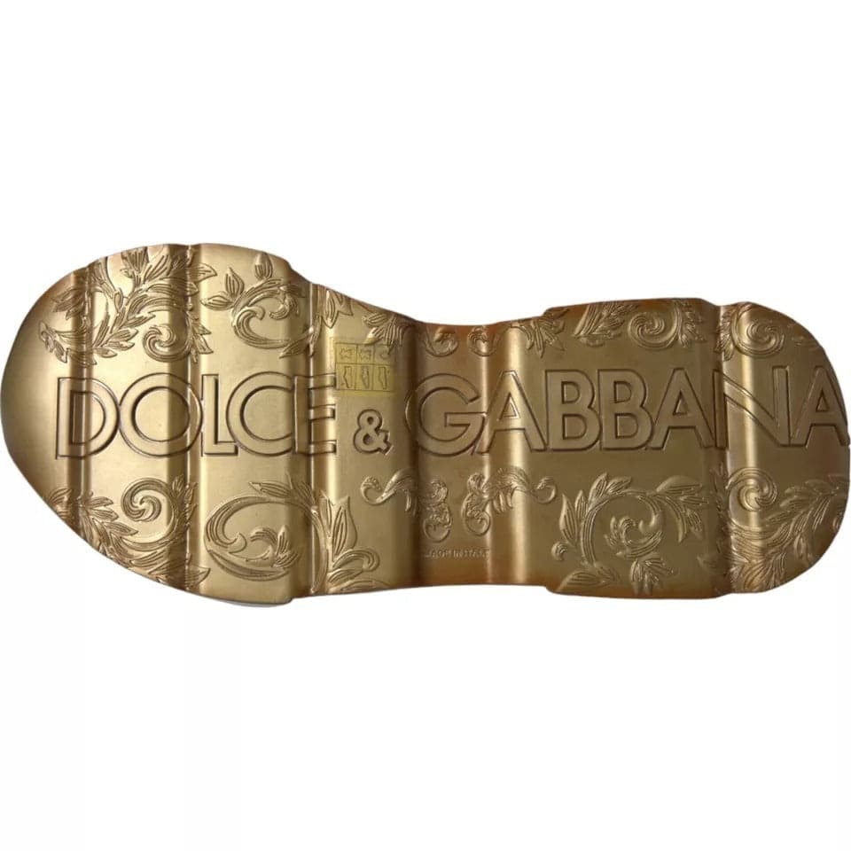 Dolce & Gabbana White Gold DAYMASTER Leather Sneakers Men Shoes - 6