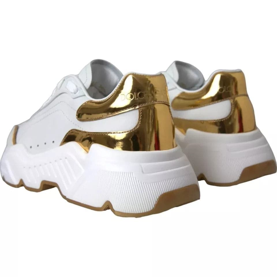 Dolce & Gabbana White Gold DAYMASTER Leather Sneakers Men Shoes - 7