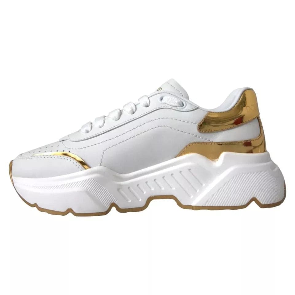Dolce & Gabbana White Gold DAYMASTER Leather Sneakers Men Shoes - 8