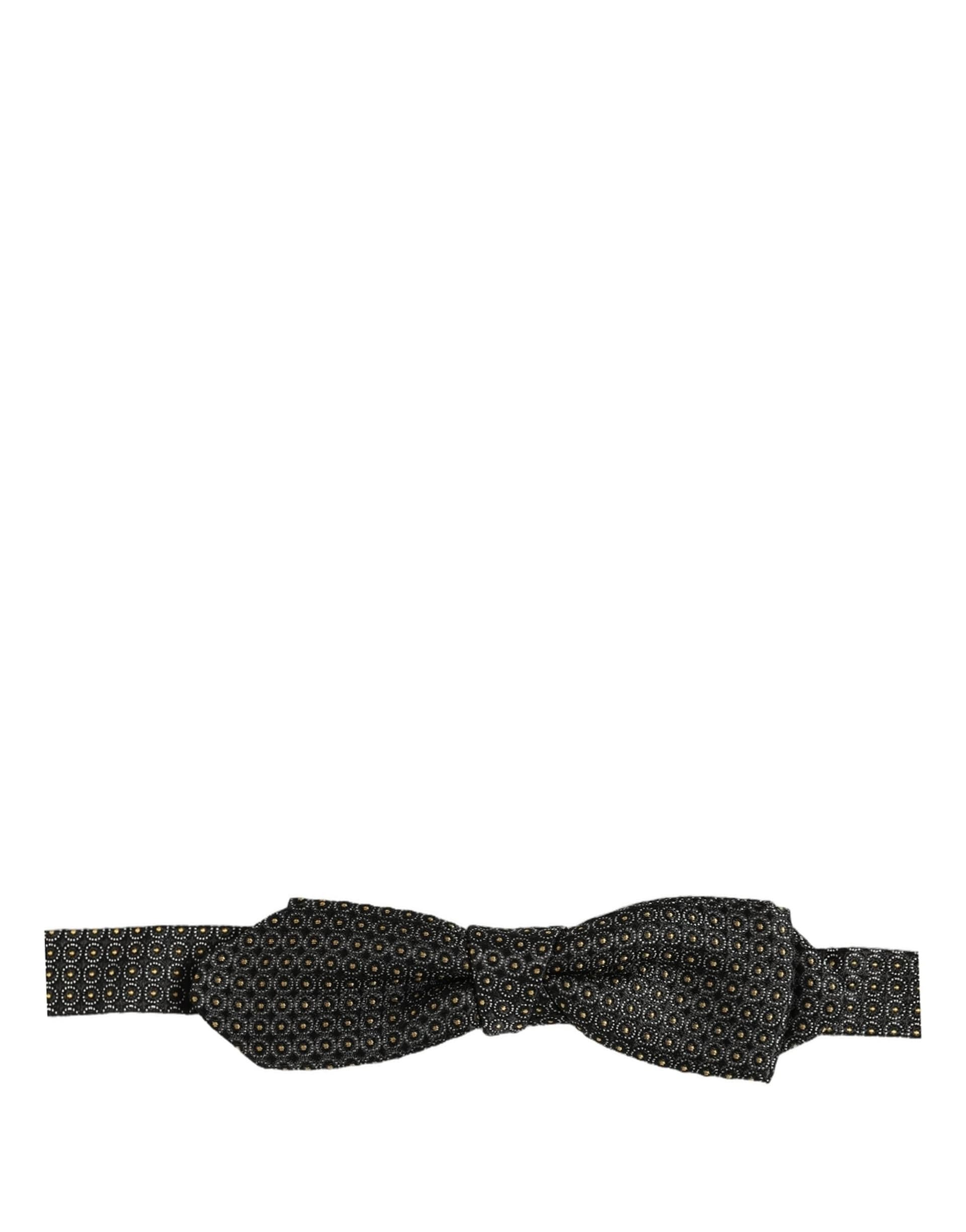Dolce & Gabbana Men Black Dotted Silk Adjustable Neck Papillon Bow Tie - 2