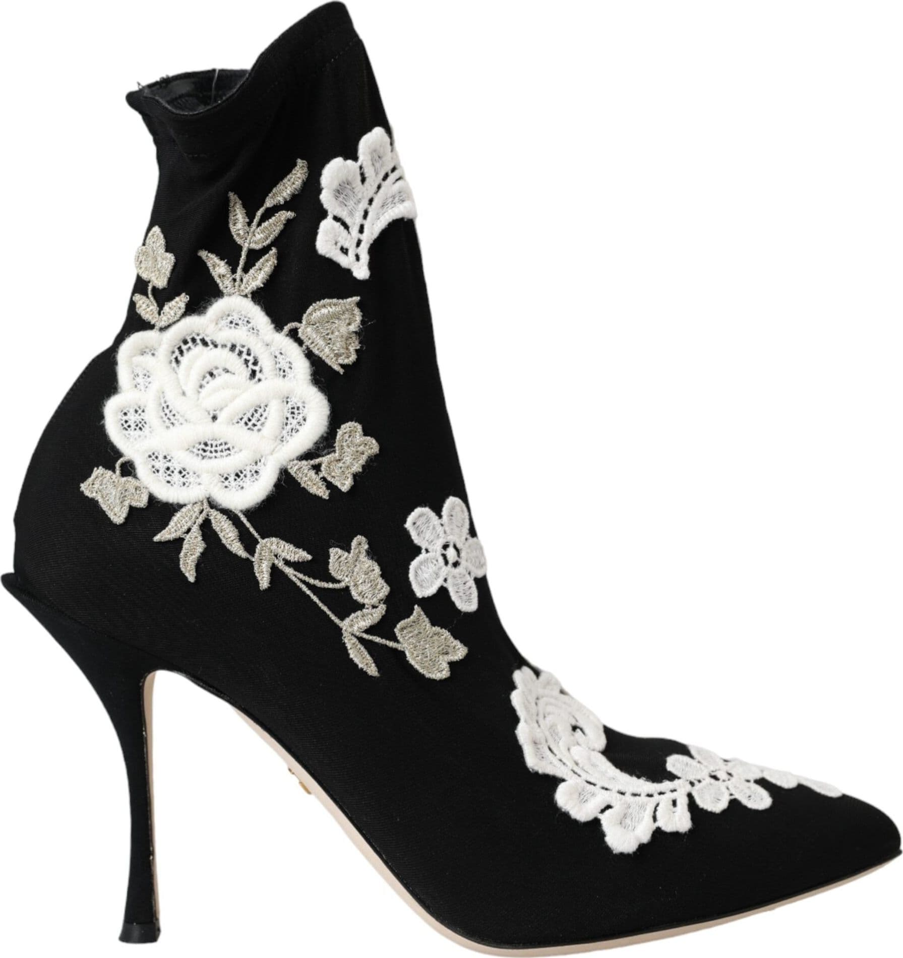 Dolce & Gabbana Black White Embroidery Slip On Boots Shoes - 5