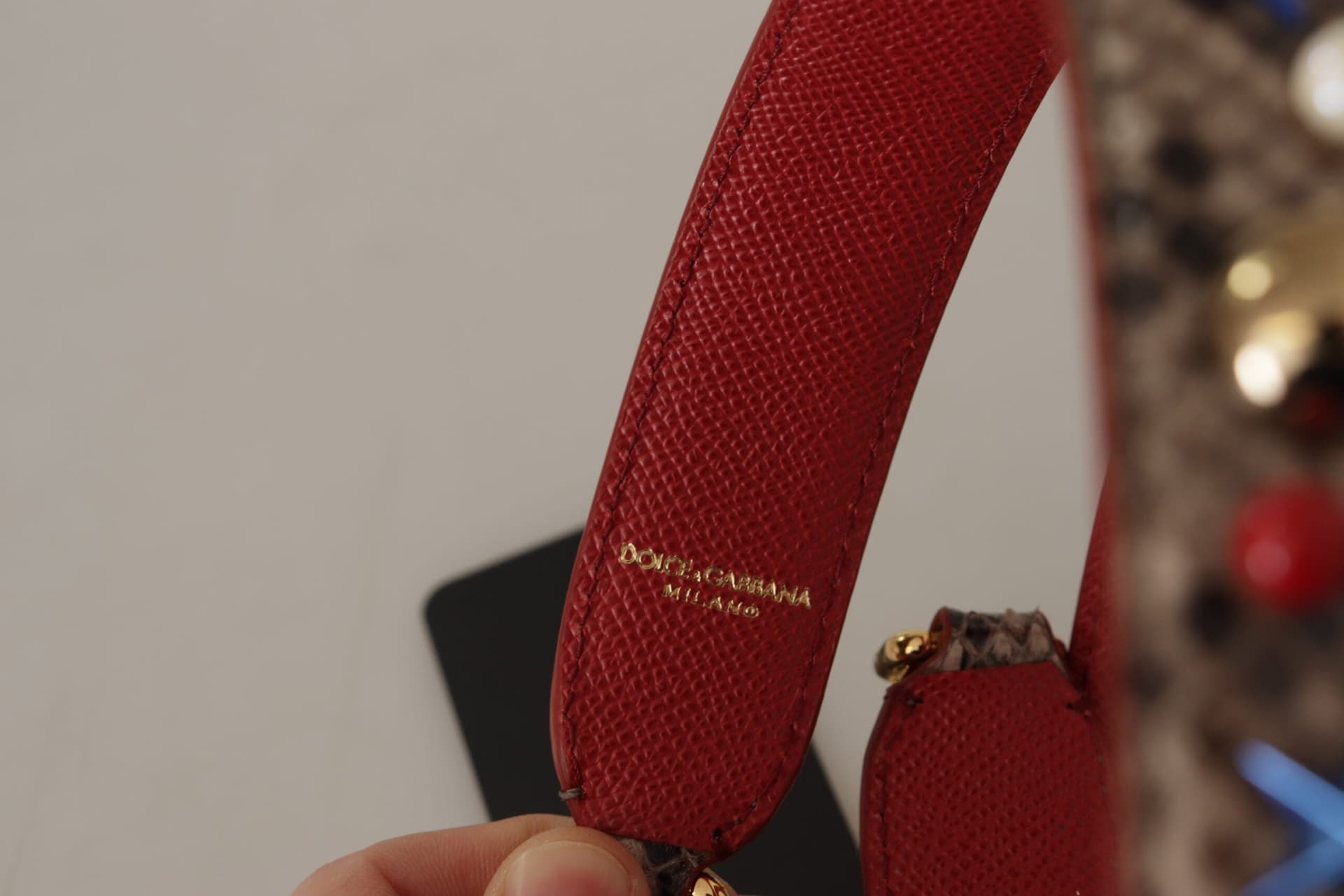 Dolce & Gabbana Brown Python Leather Studded Shoulder Strap - 4