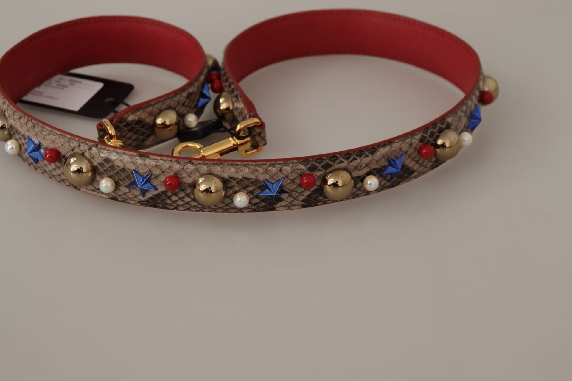 Dolce & Gabbana Brown Python Leather Studded Shoulder Strap - 6