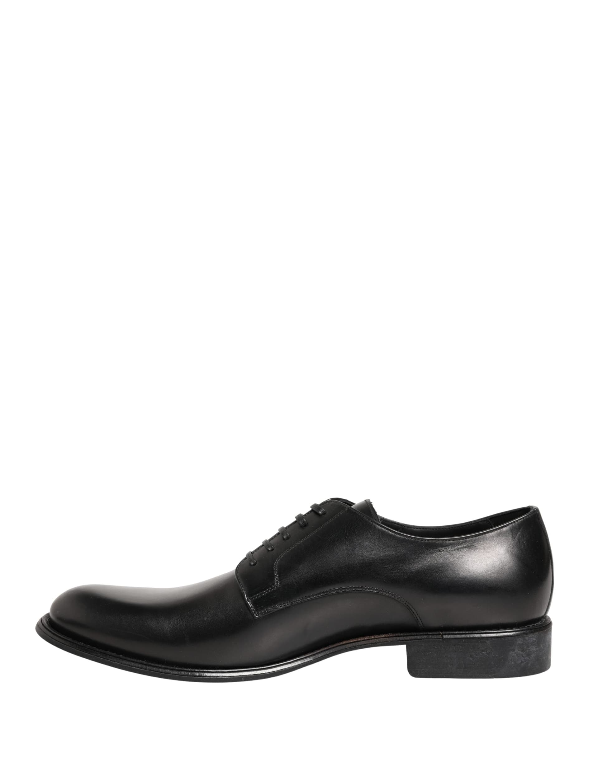 Dolce & Gabbana Black Calfskin Leather Derby Men Dress Shoes - 6