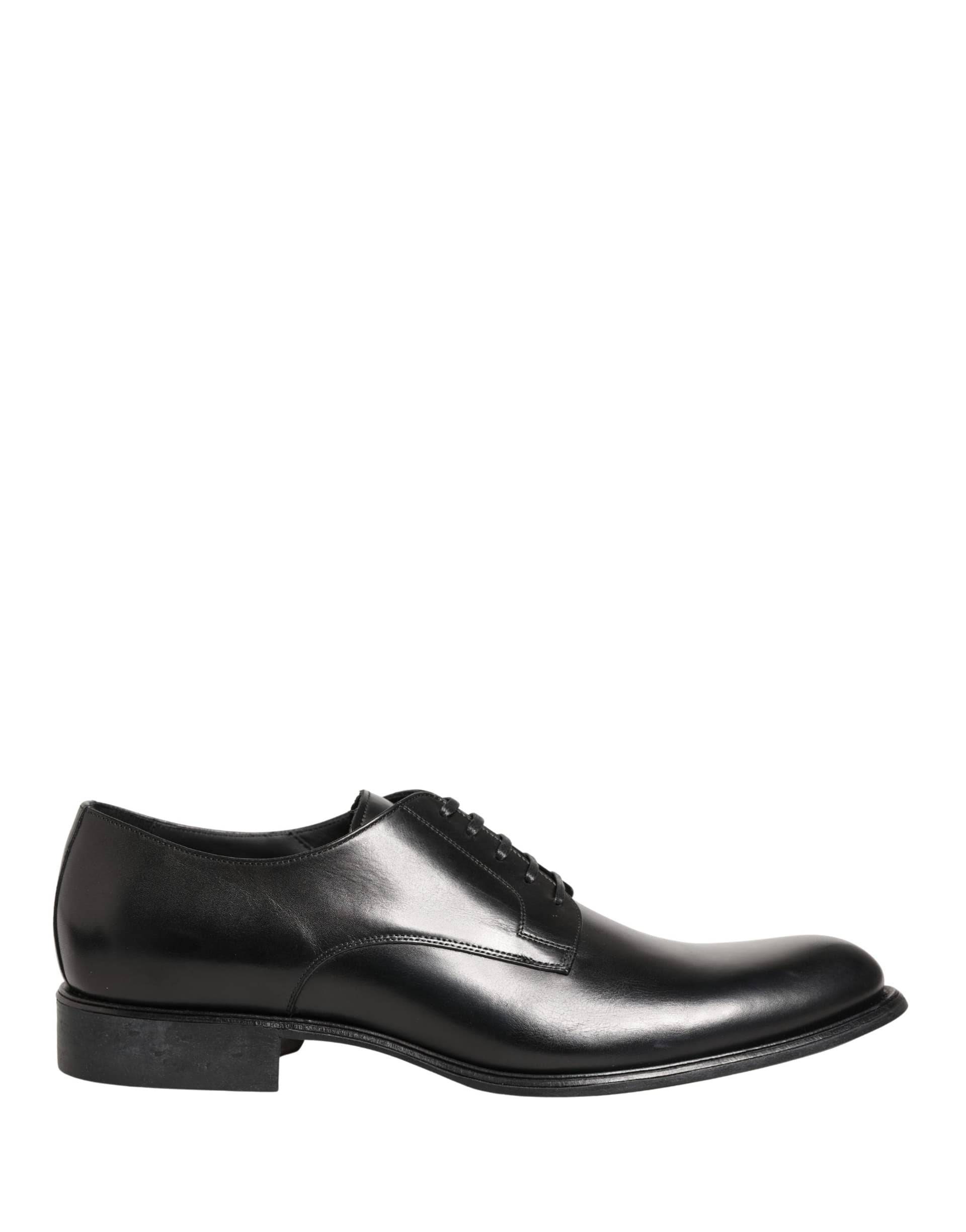 Dolce & Gabbana Black Calfskin Leather Derby Men Dress Shoes - 8