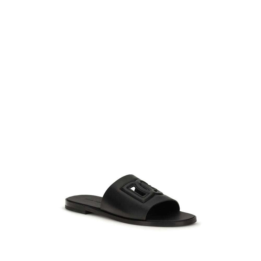 Dolce & Gabbana Black Calf Leather Bos Taurus Sandals - 2