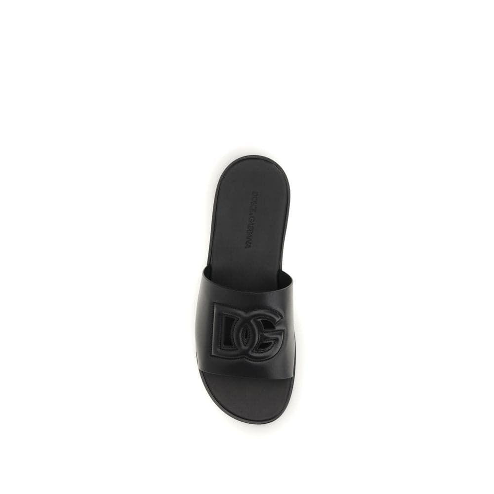 Dolce & Gabbana Black Calf Leather Bos Taurus Sandals - 4