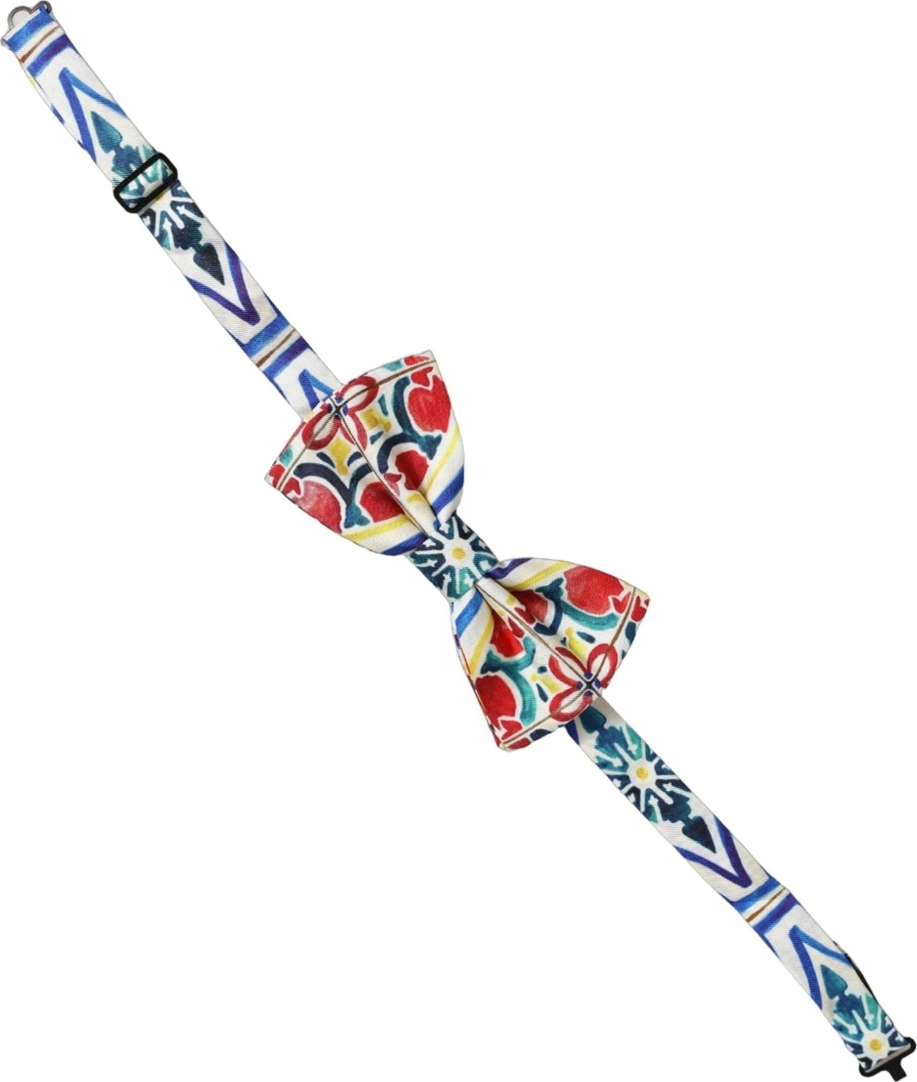 Dolce & Gabbana Men Multicolor Majolica Adjustable Neck Papillon Bow Tie - 2