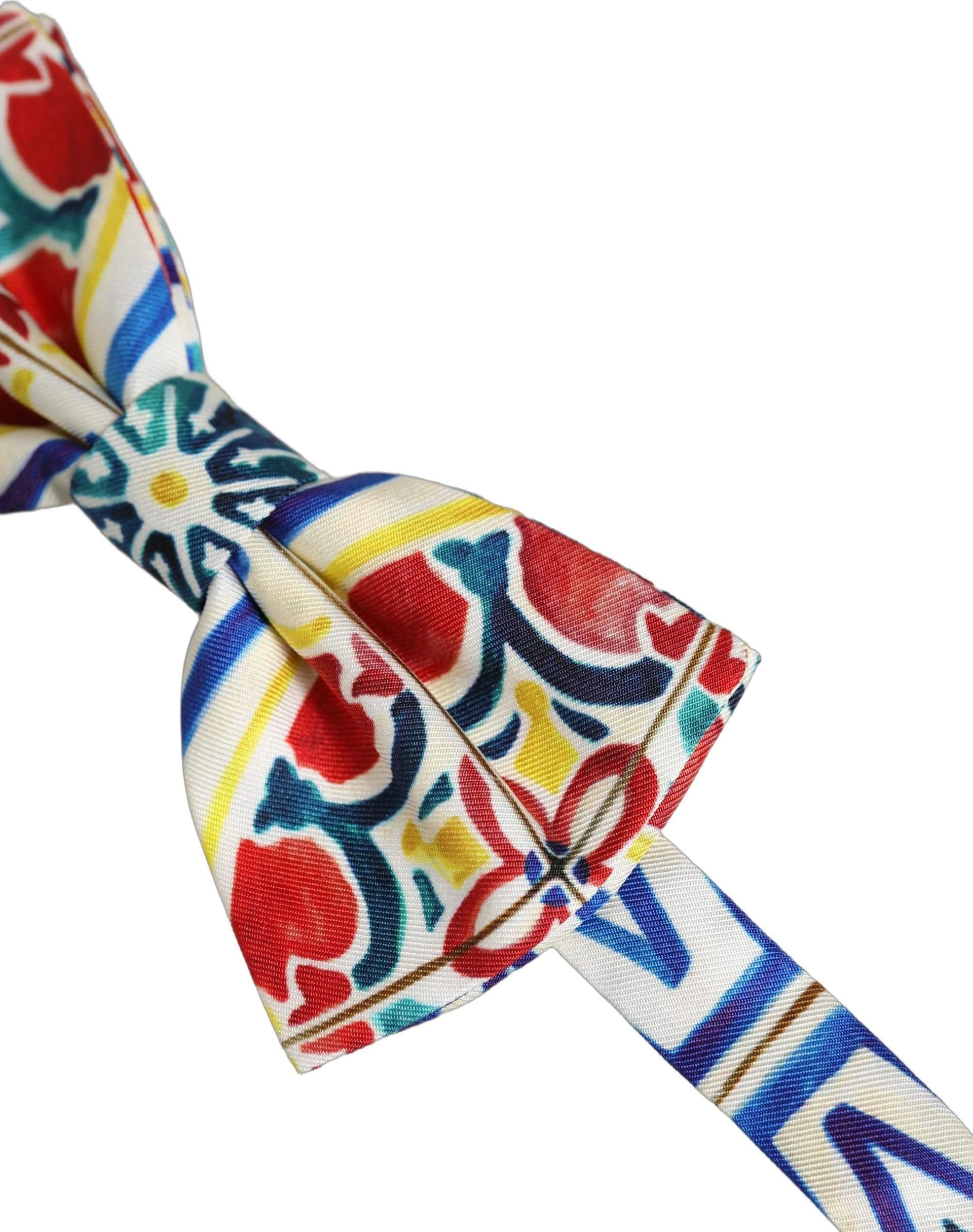 Dolce & Gabbana Men Multicolor Majolica Adjustable Neck Papillon Bow Tie - 3