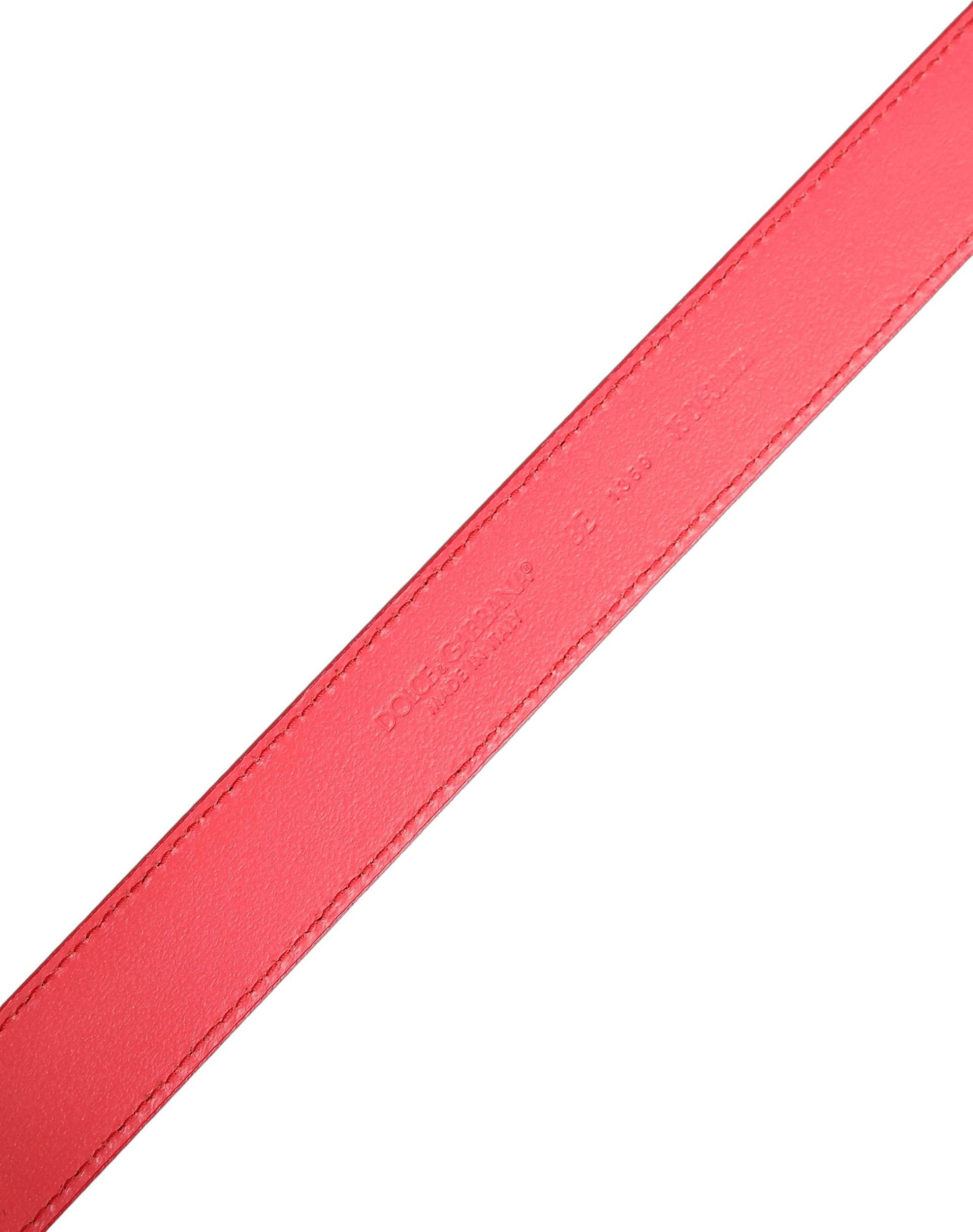 Dolce & Gabbana Pink Lambskin Leather Silver Metal Buckle Belt - 3