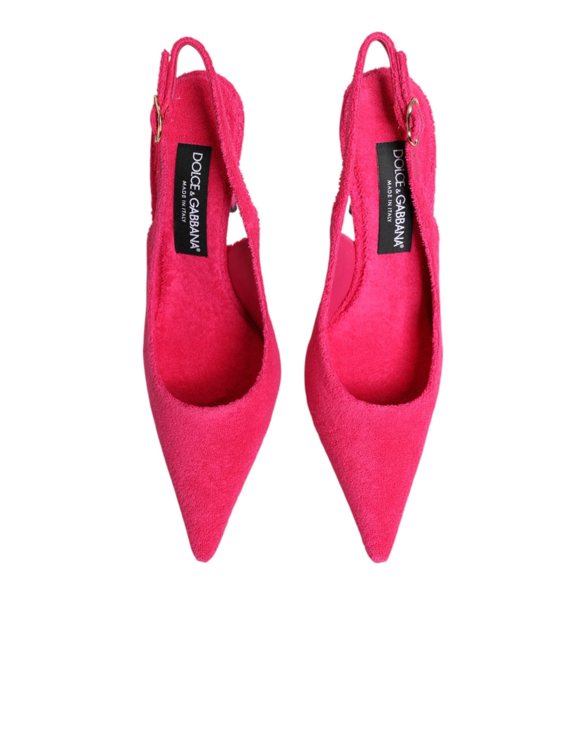 Dolce & Gabbana Pink Terry Cloth High Heels Slingback Shoes - 2