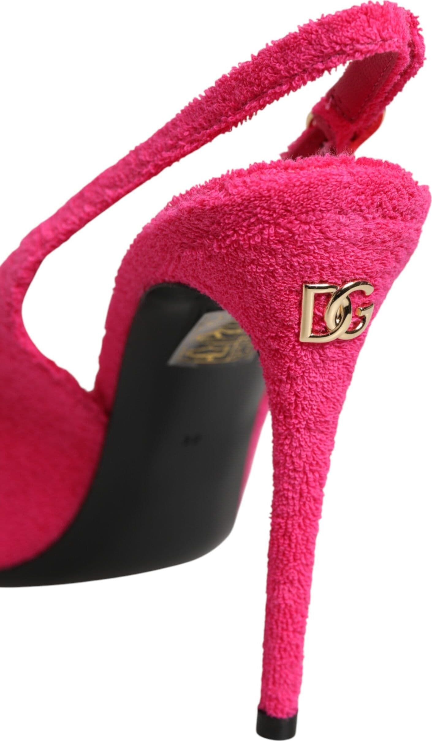 Dolce & Gabbana Pink Terry Cloth High Heels Slingback Shoes - 5