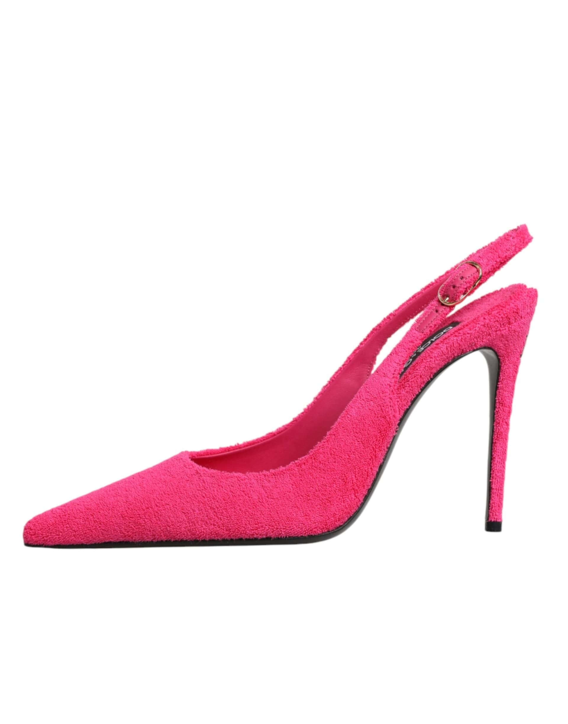 Dolce & Gabbana Pink Terry Cloth High Heels Slingback Shoes - 6