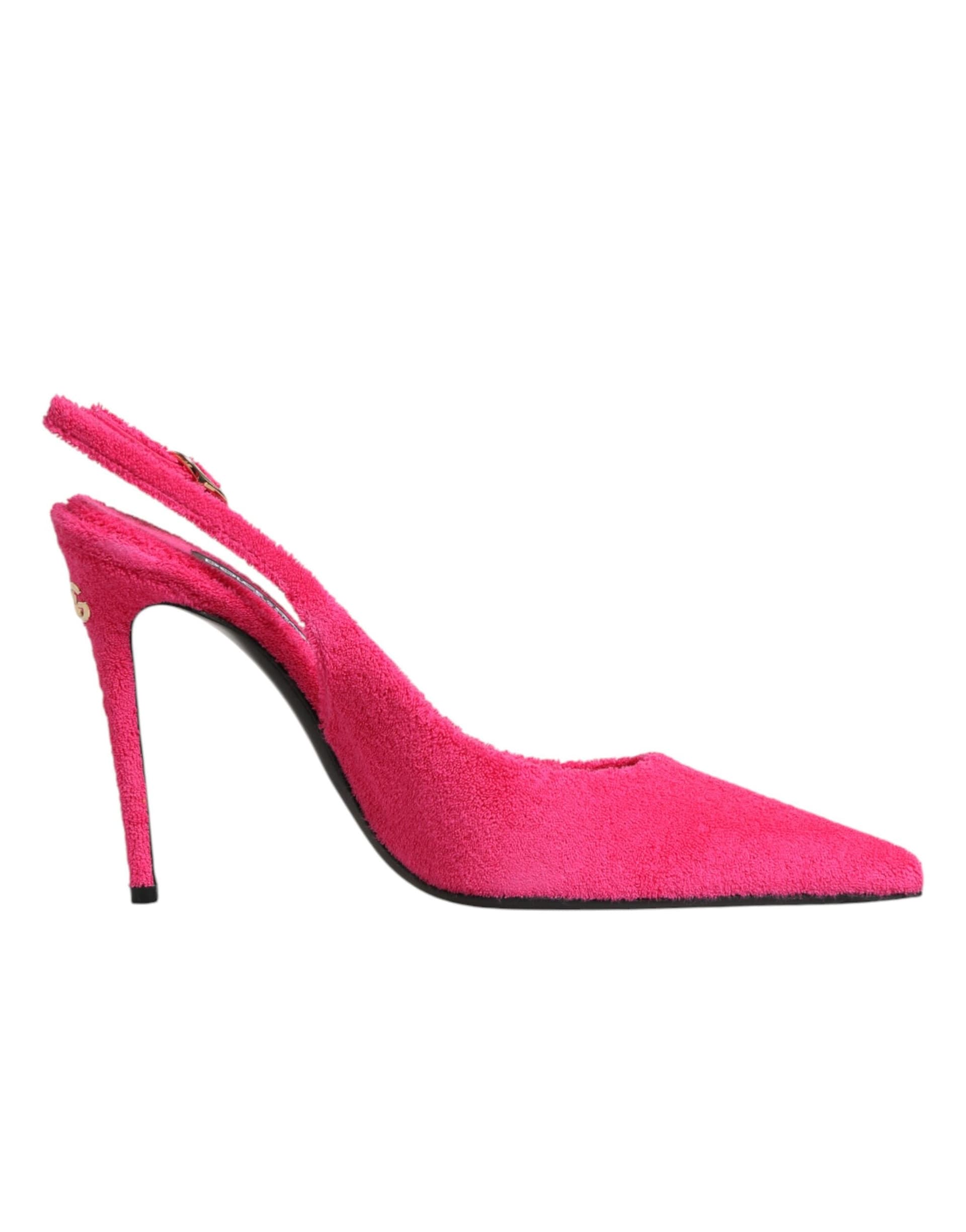 Dolce & Gabbana Pink Terry Cloth High Heels Slingback Shoes - 7