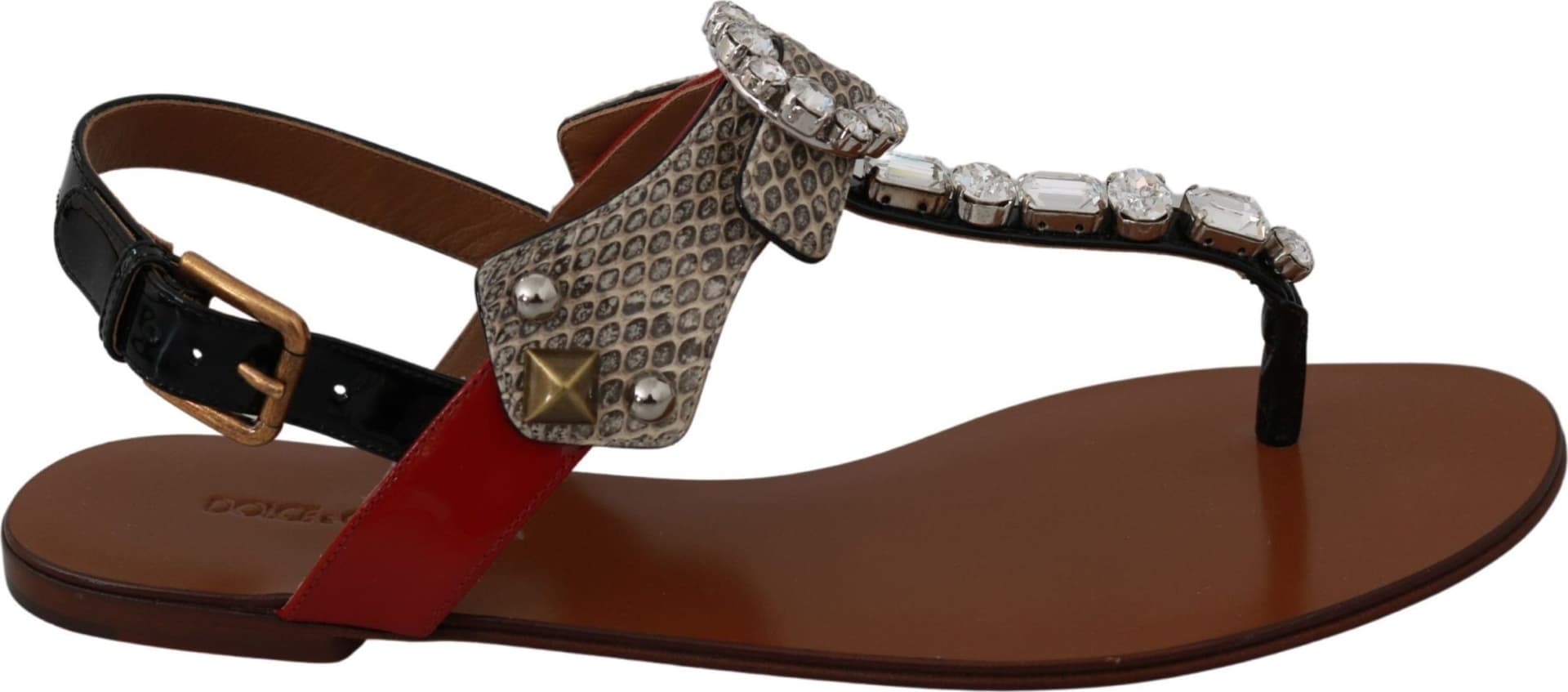 Dolce & Gabbana Leather Ayers Crystal Sandals Flip Flops Shoes - 4