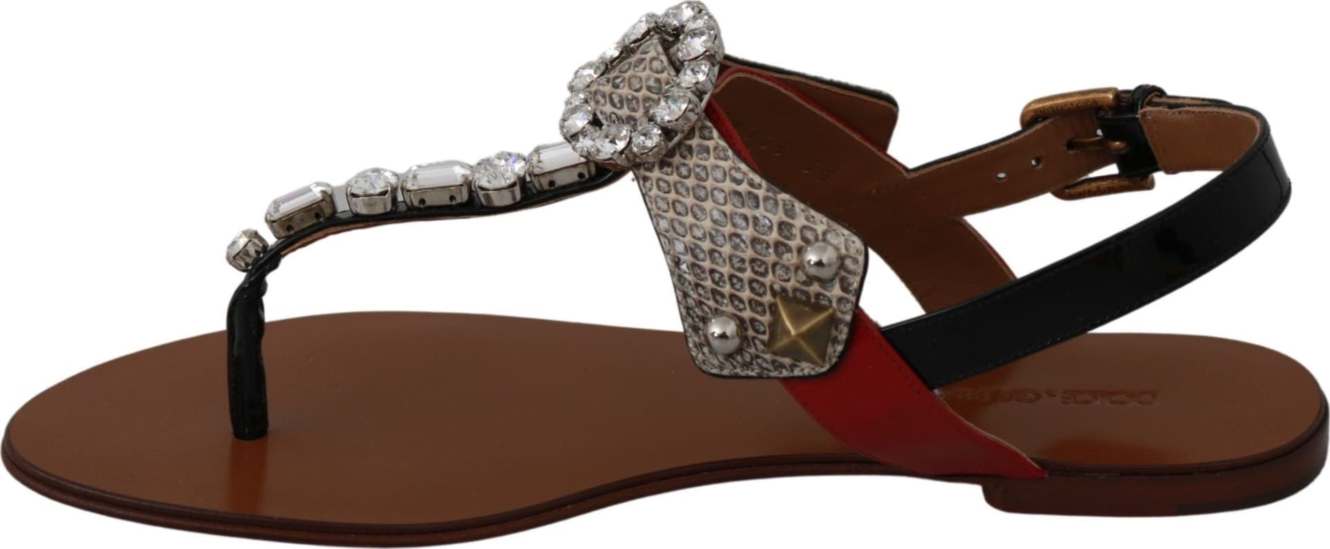 Dolce & Gabbana Leather Ayers Crystal Sandals Flip Flops Shoes - 5