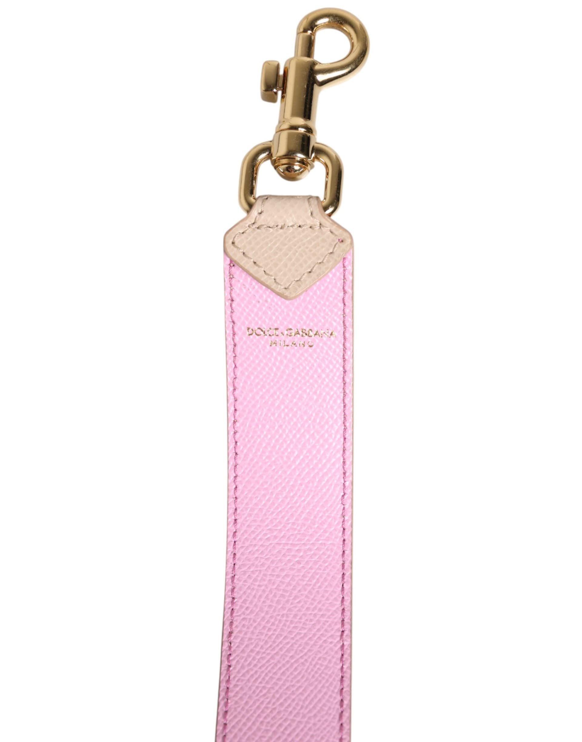 Dolce & Gabbana Beige Pink Leather Handbag Accessory Shoulder Strap - 4