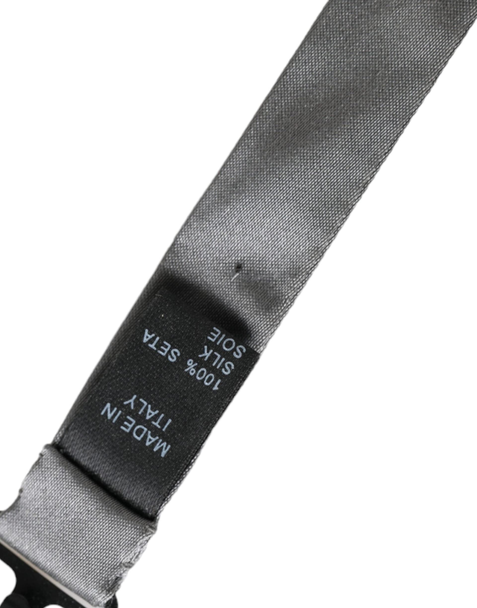 Dolce & Gabbana Gray Satin Silk Adjustable Neck Men Papillon Bow Tie - 6