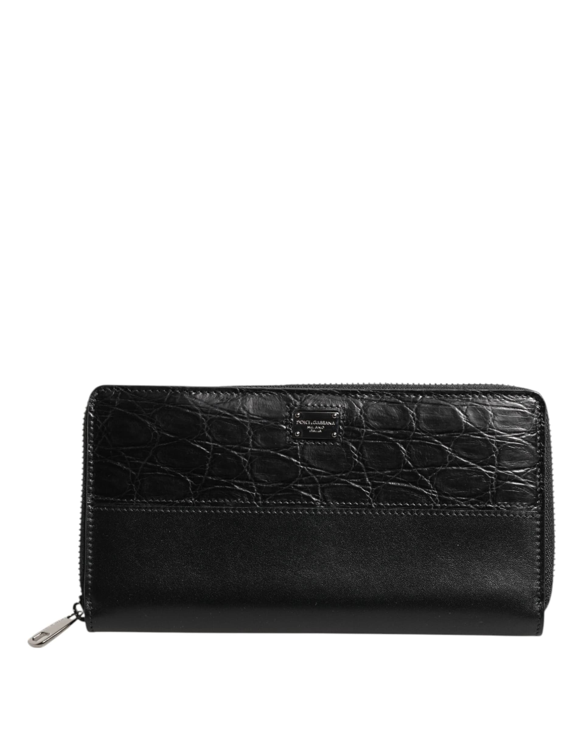 Dolce & Gabbana Black Leather Logo Plaque Zip Around Continental Wallet - 2