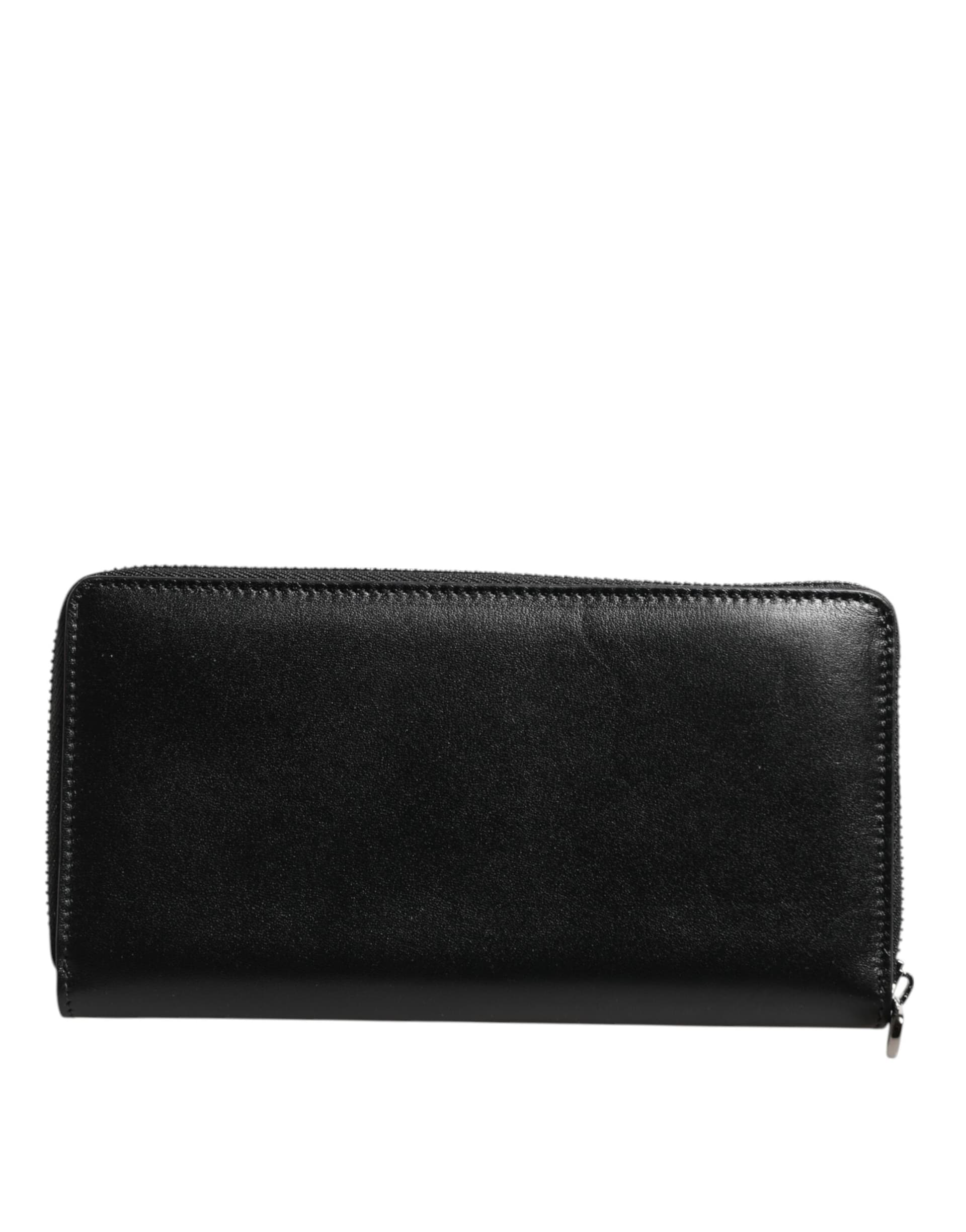 Dolce & Gabbana Black Leather Logo Plaque Zip Around Continental Wallet - 4