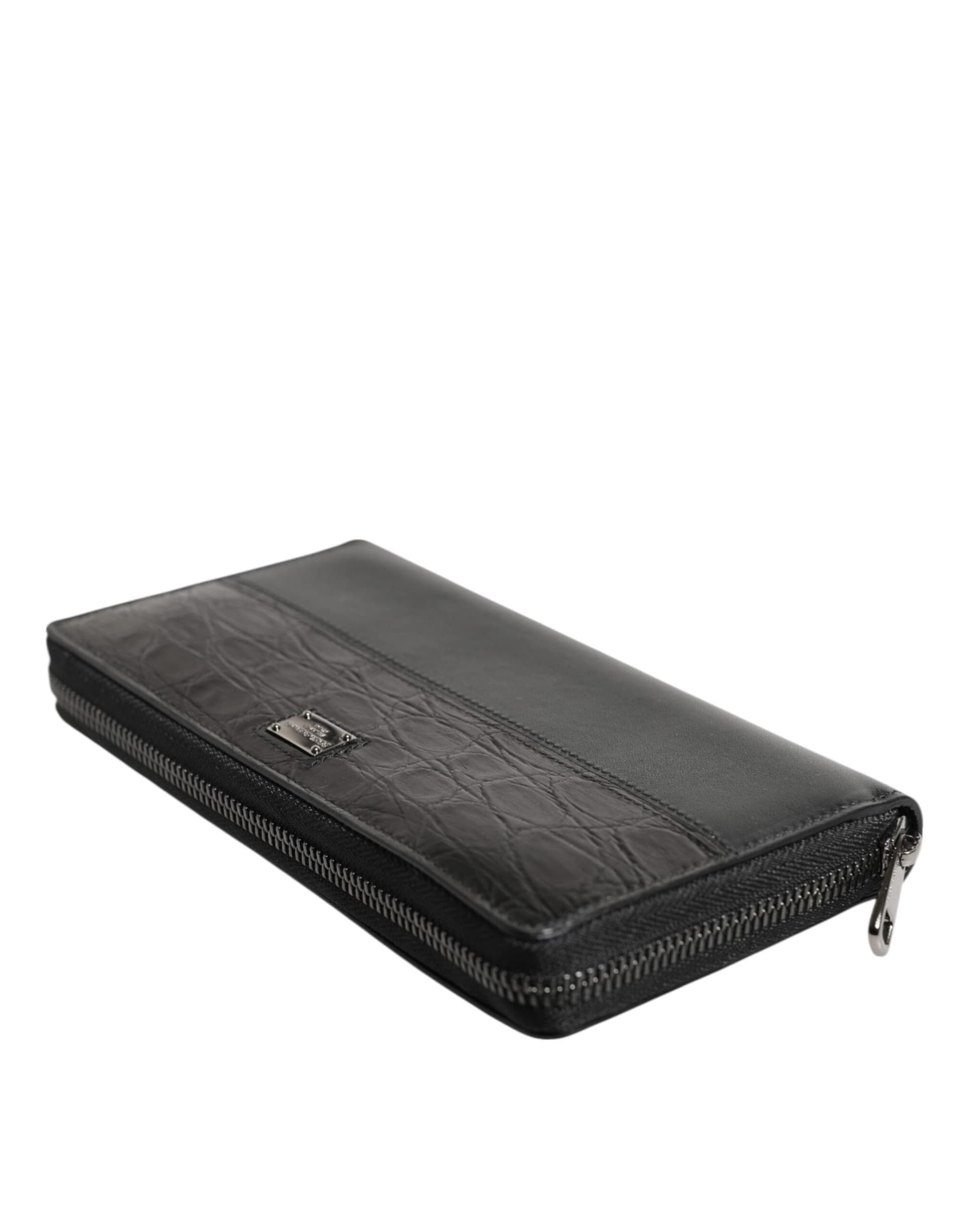 Dolce & Gabbana Black Leather Logo Plaque Zip Around Continental Wallet - 5