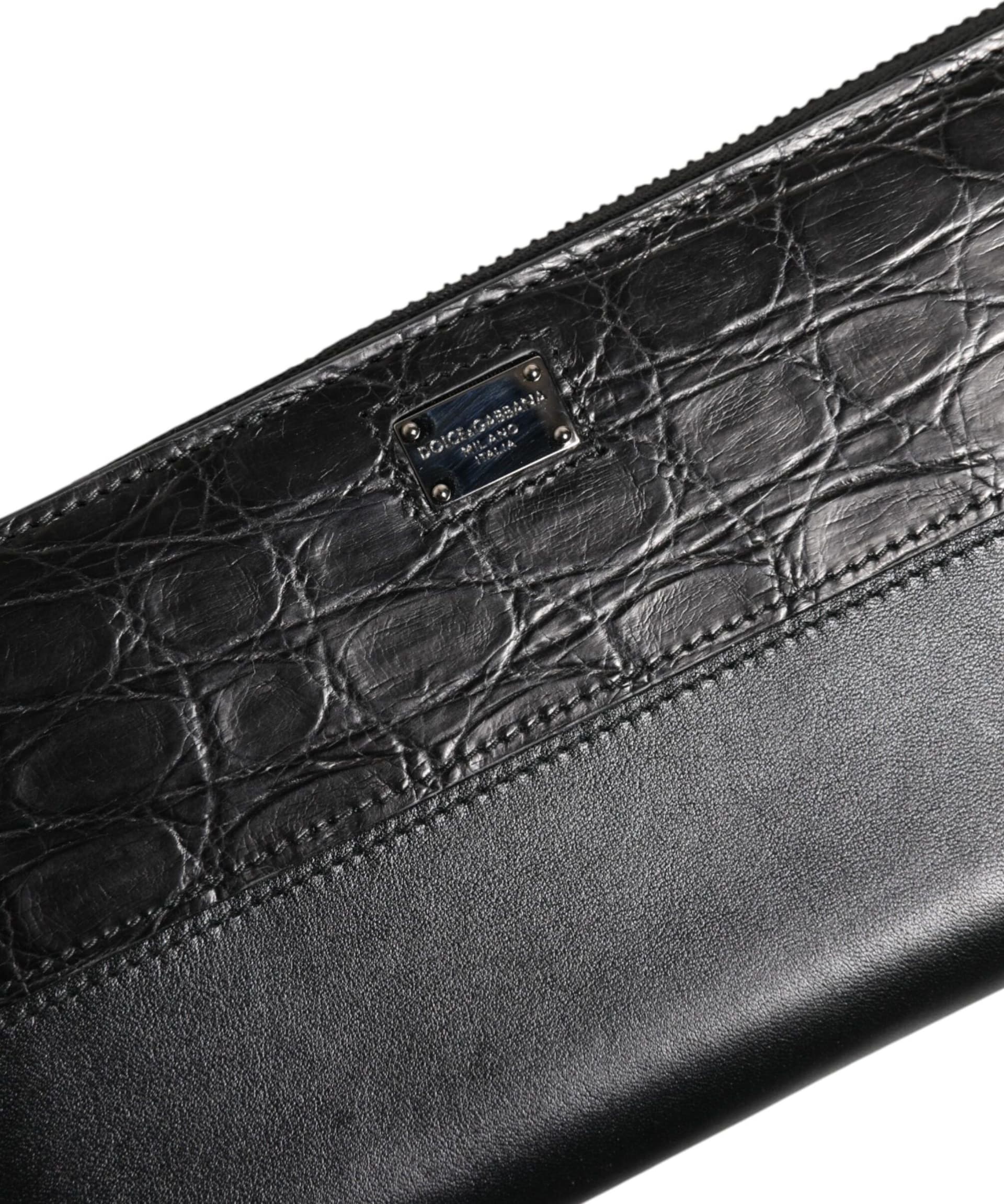 Dolce & Gabbana Black Leather Logo Plaque Zip Around Continental Wallet - 6