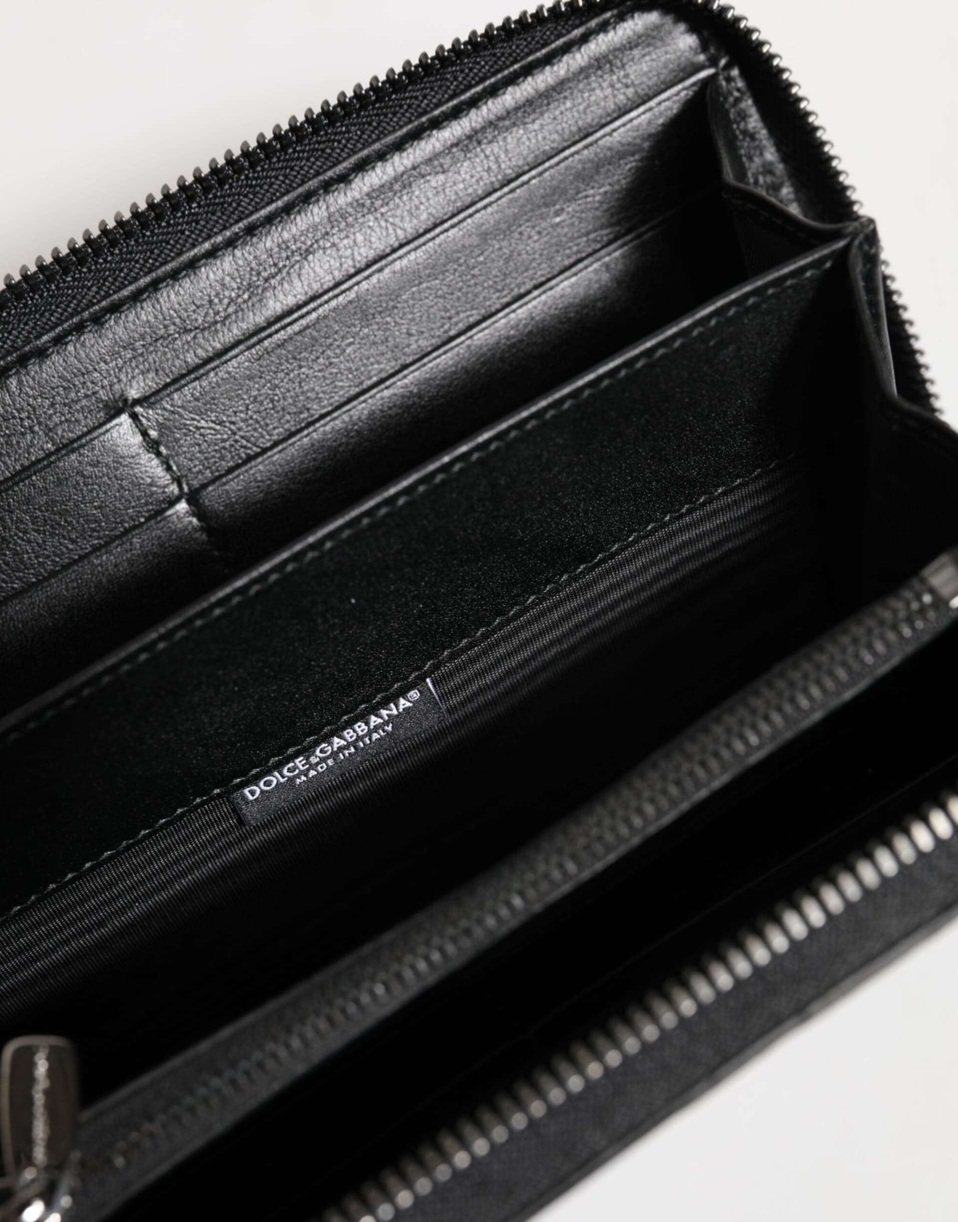 Dolce & Gabbana Black Leather Logo Plaque Zip Around Continental Wallet - 7