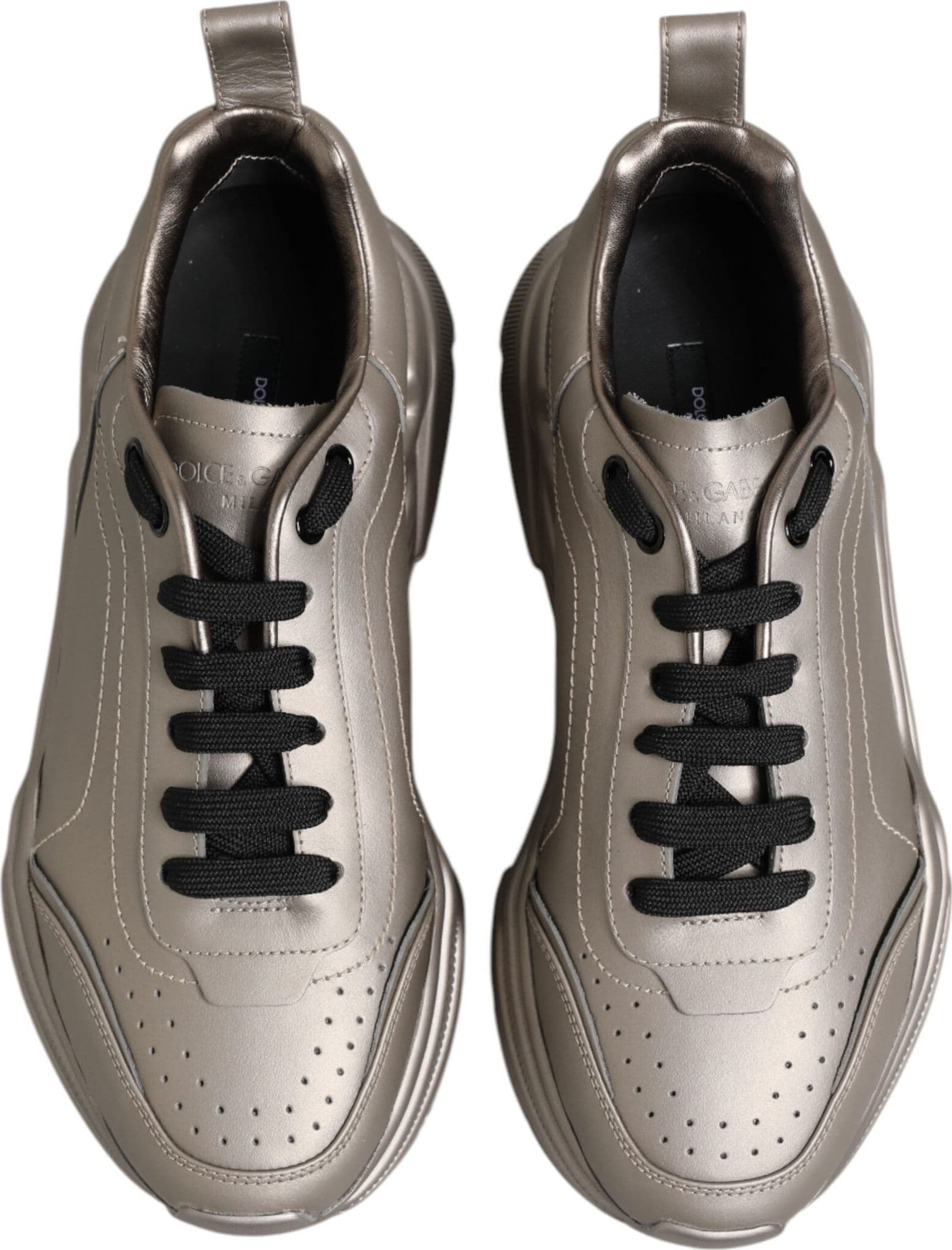 Dolce & Gabbana Silver DAYMASTER Leather Men Sneakers Shoes - 2