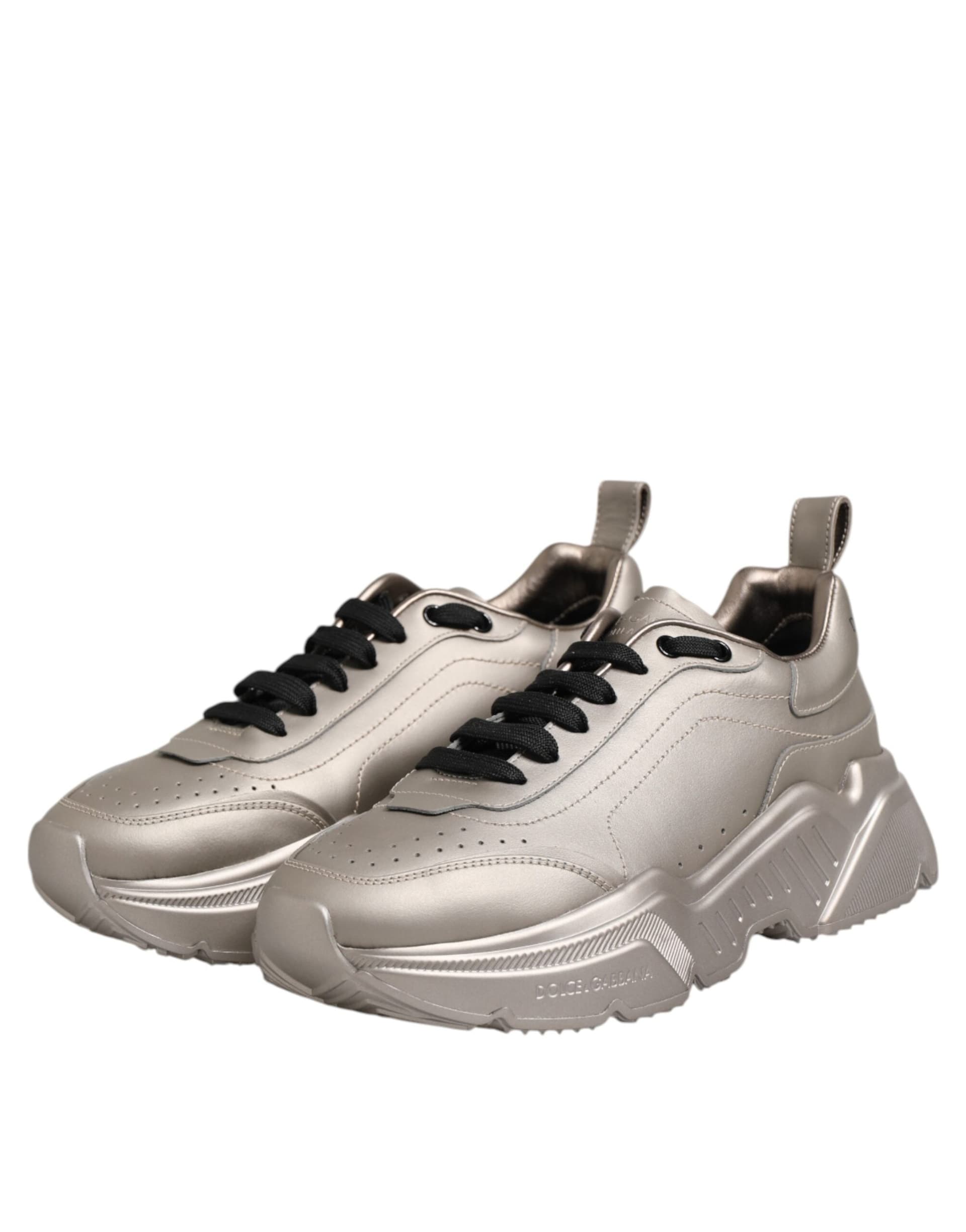 Dolce & Gabbana Silver DAYMASTER Leather Men Sneakers Shoes - 3