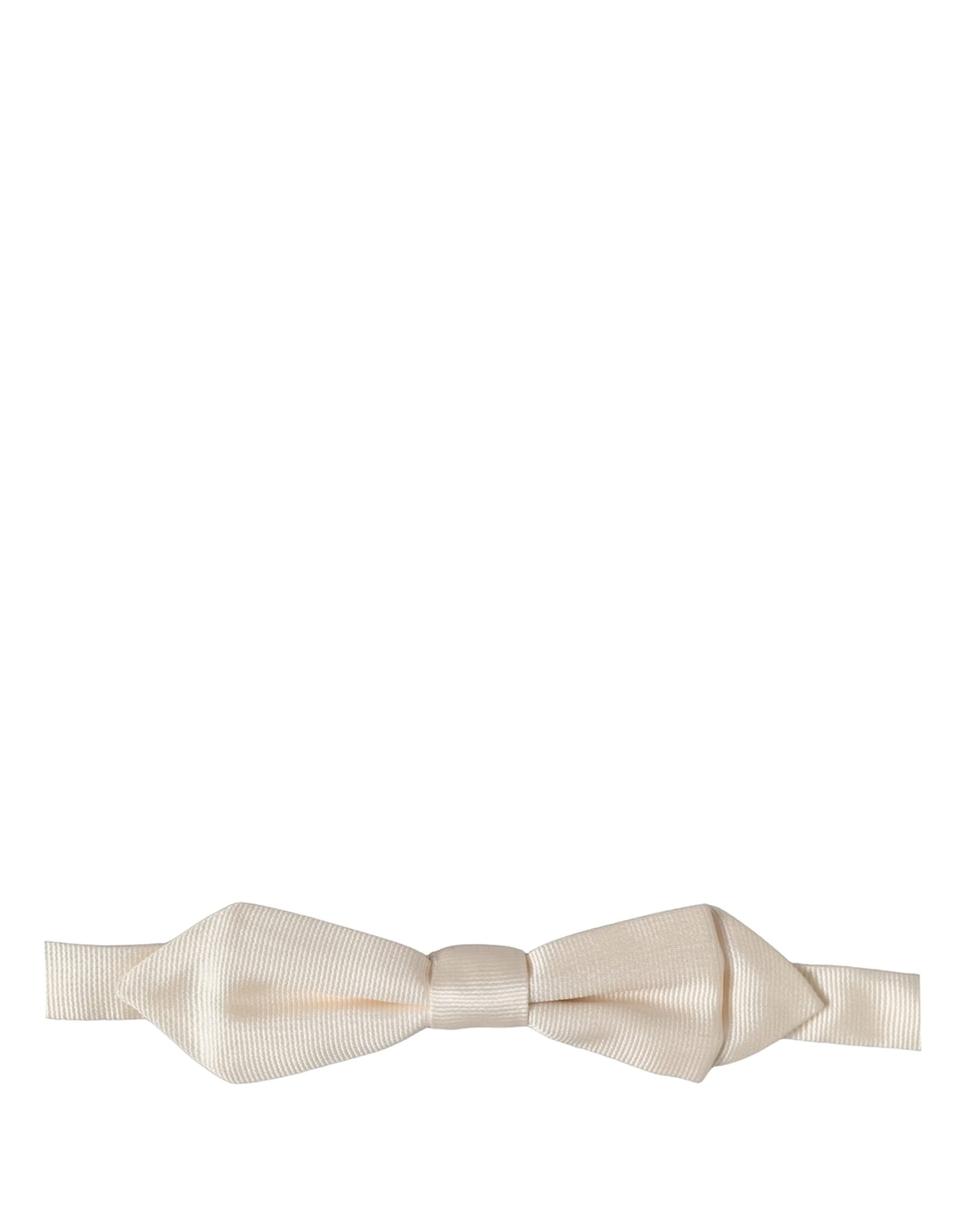 Dolce & Gabbana Men White 100% Silk Adjustable Neck Papillon Bow Tie - 4