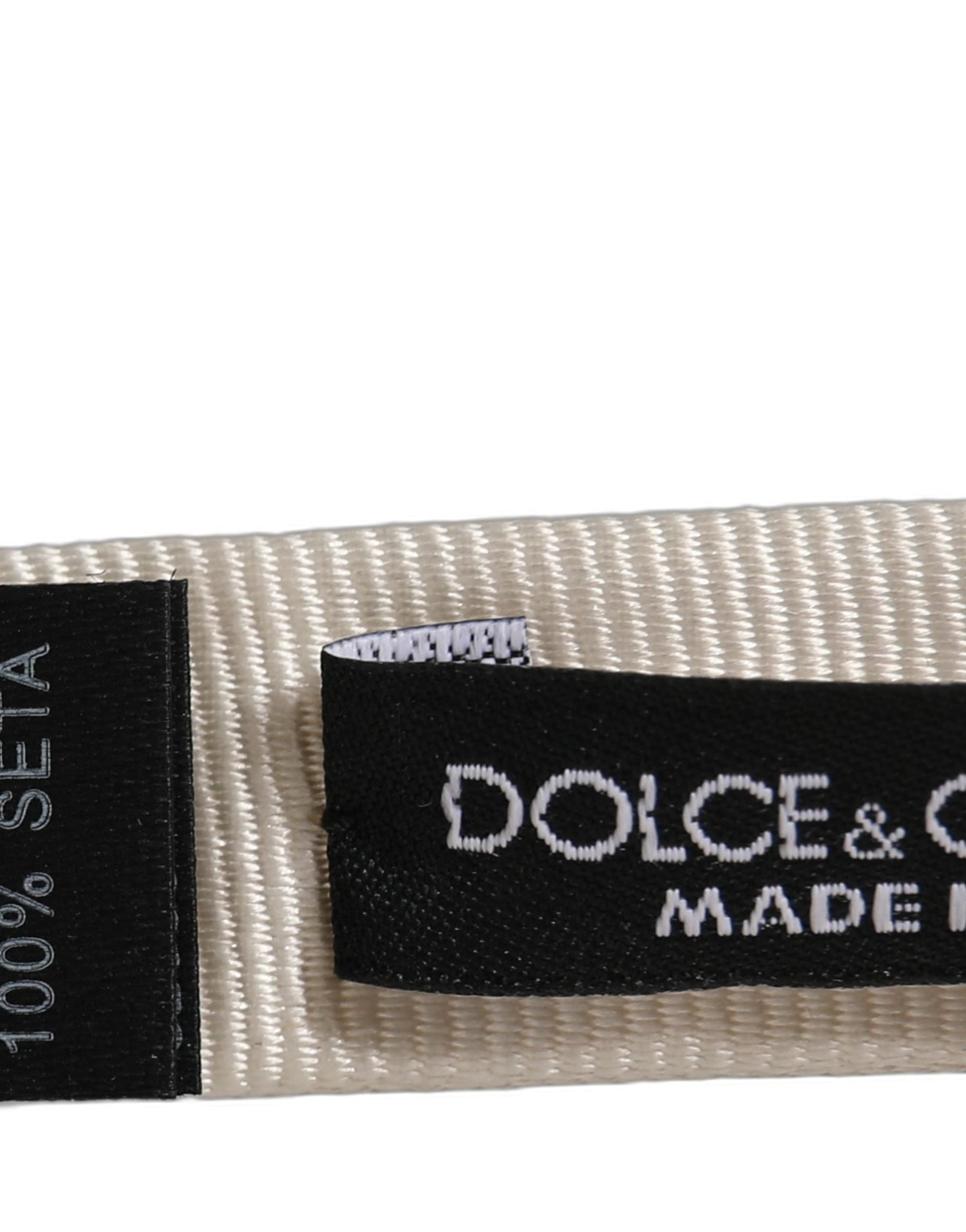 Dolce & Gabbana Men White 100% Silk Adjustable Neck Papillon Bow Tie - 5