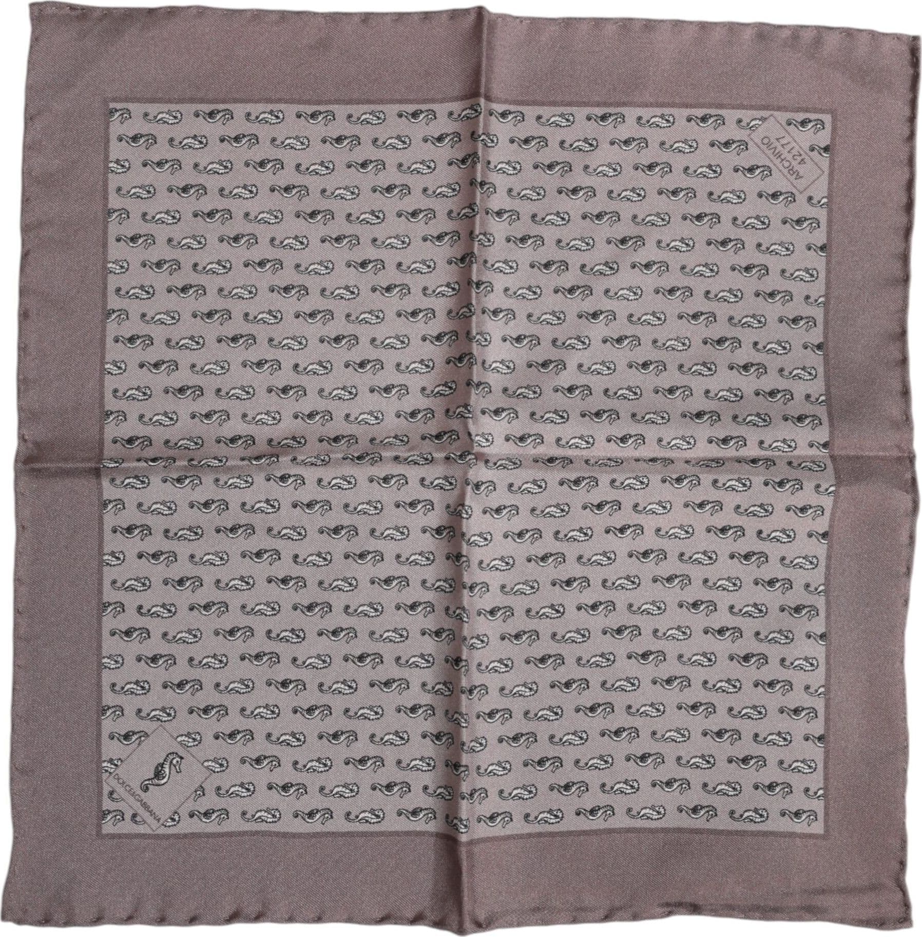Dolce & Gabbana Brown Sea Horse Silk Square Foulard Scarf - 2