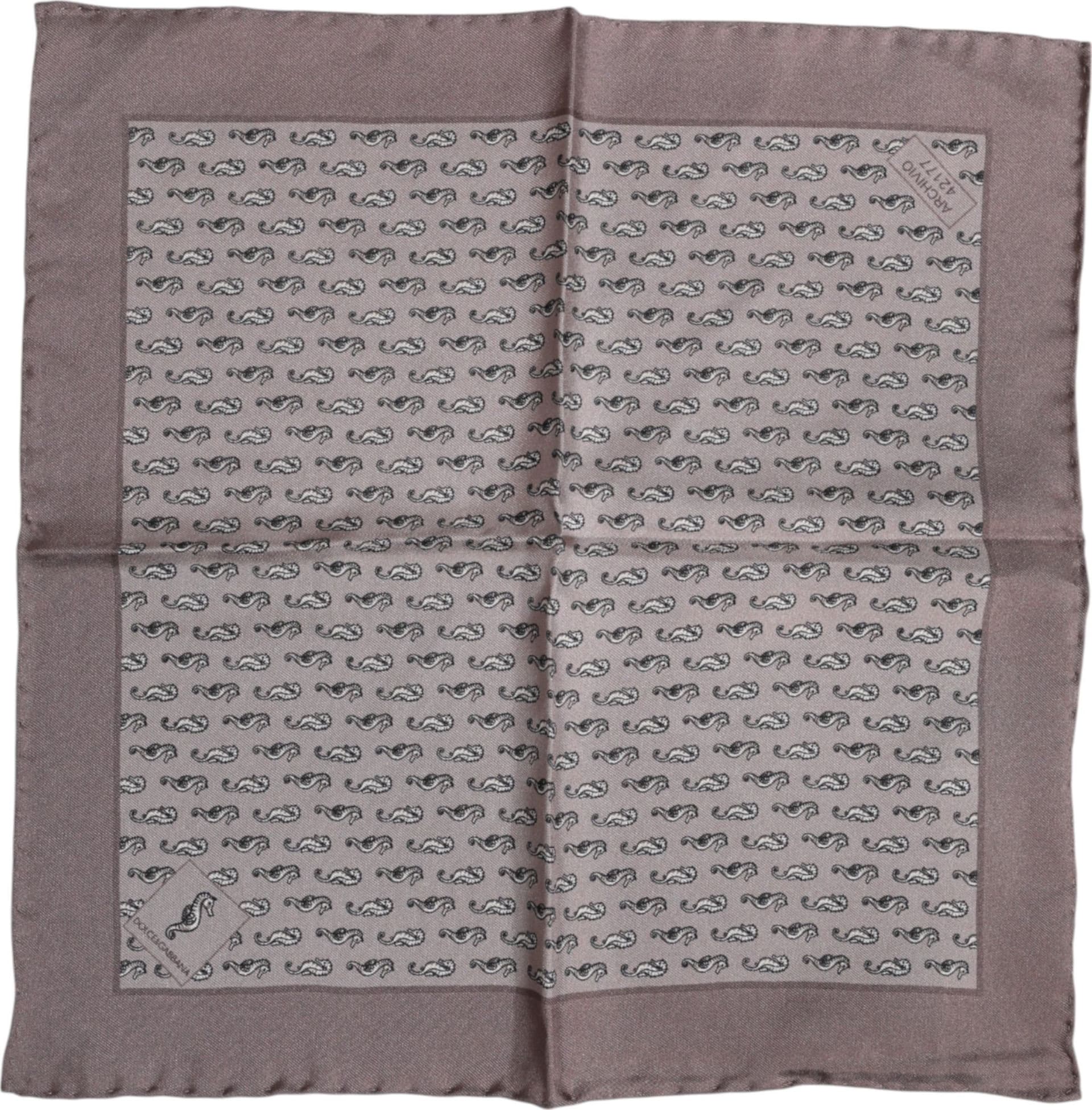 Dolce & Gabbana Brown Sea Horse Silk Square Foulard Scarf - 3