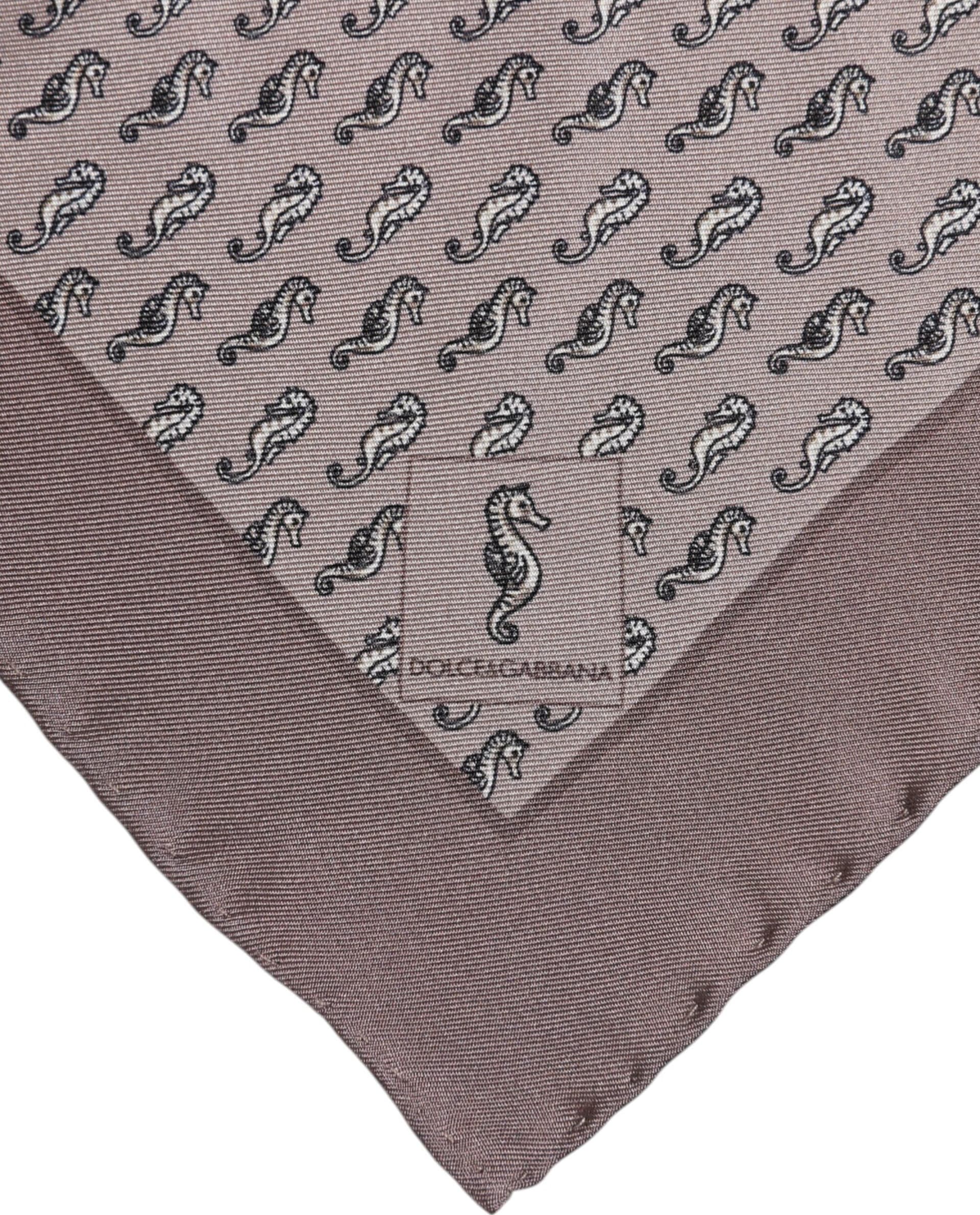 Dolce & Gabbana Brown Sea Horse Silk Square Foulard Scarf - 4