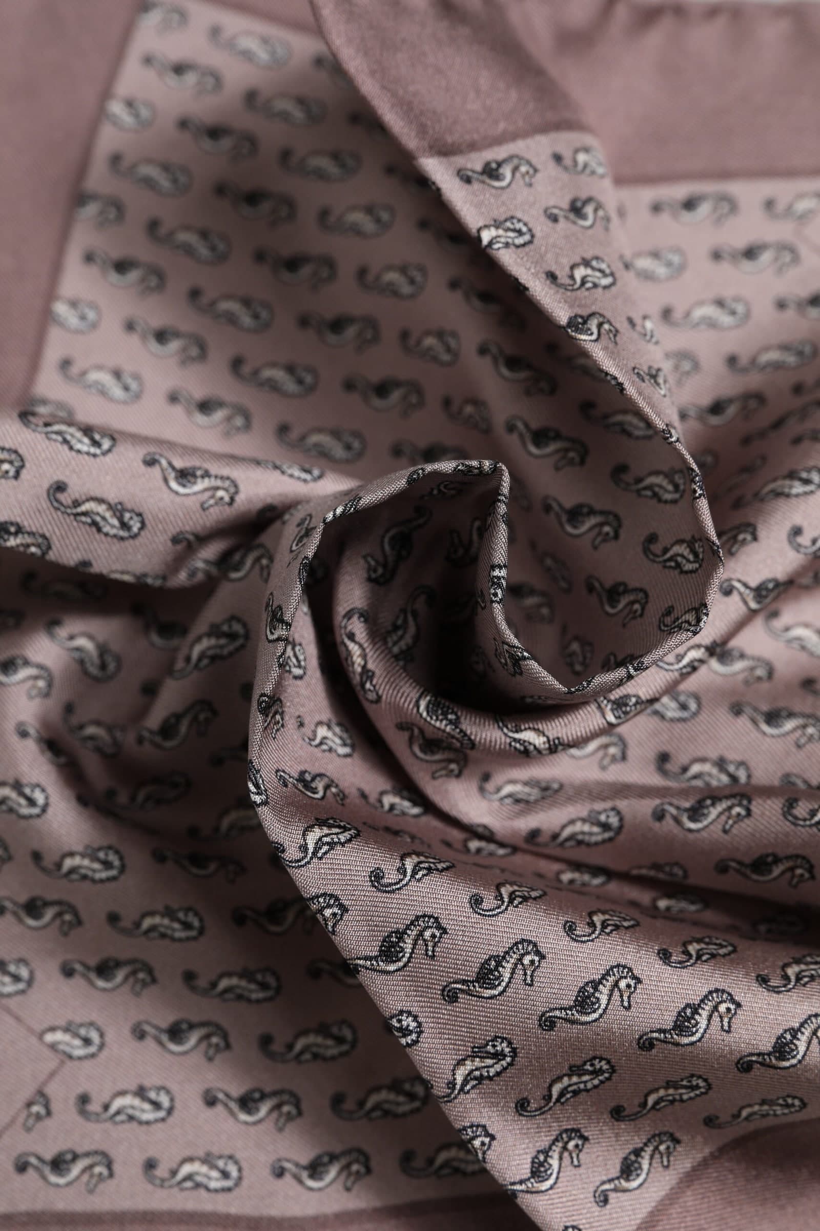 Dolce & Gabbana Brown Sea Horse Silk Square Foulard Scarf - 5