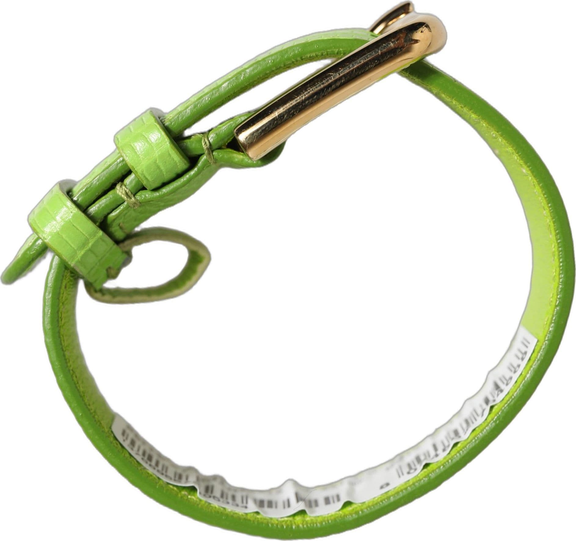 Dolce & Gabbana Green Textured Leather Gold Buckle Belt Strap Bracelet - 5