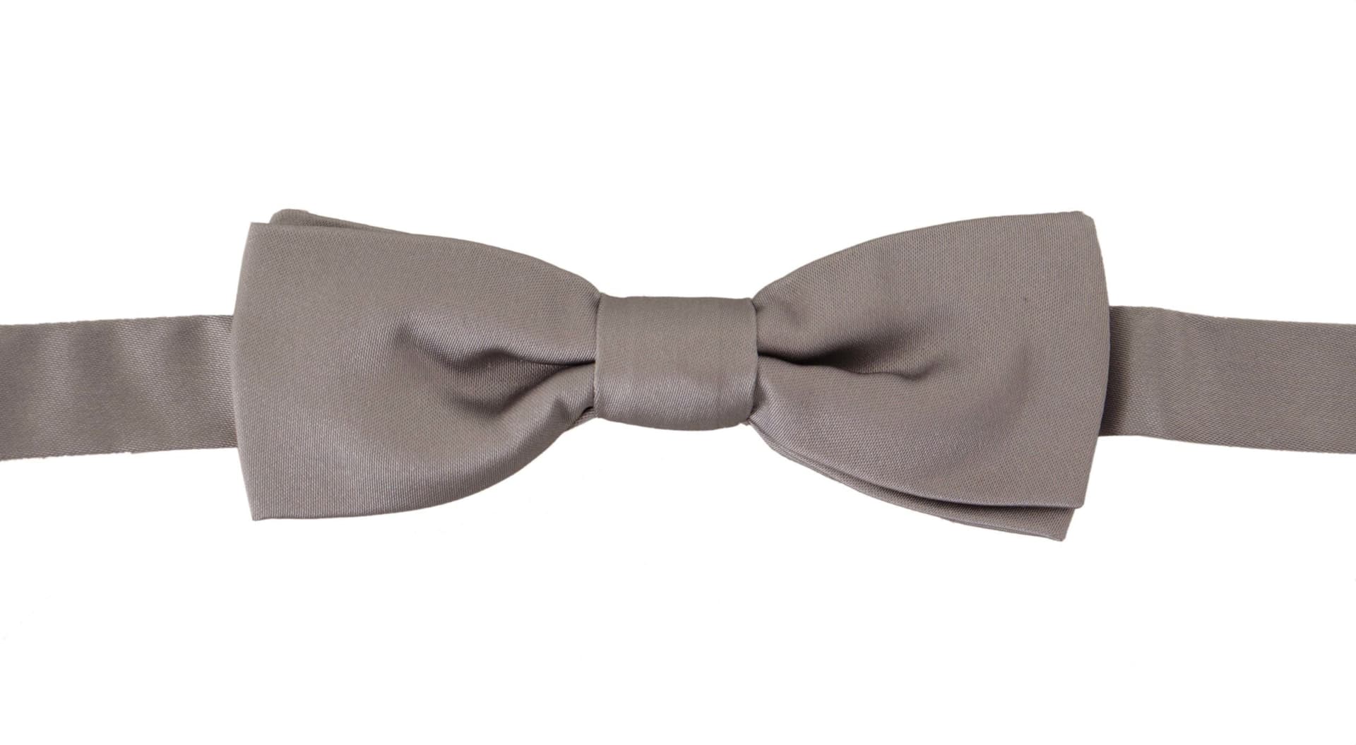 Dolce & Gabbana Silver 100% Silk Slim Adjustable Neck Papillon Tie - 4