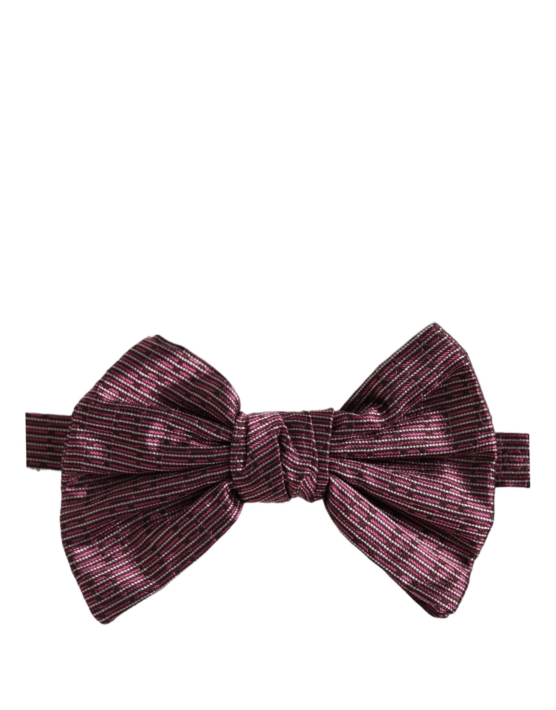 Dolce & Gabbana Men Maroon 100% Silk Adjustable Neck Papillon Bow Tie - 2