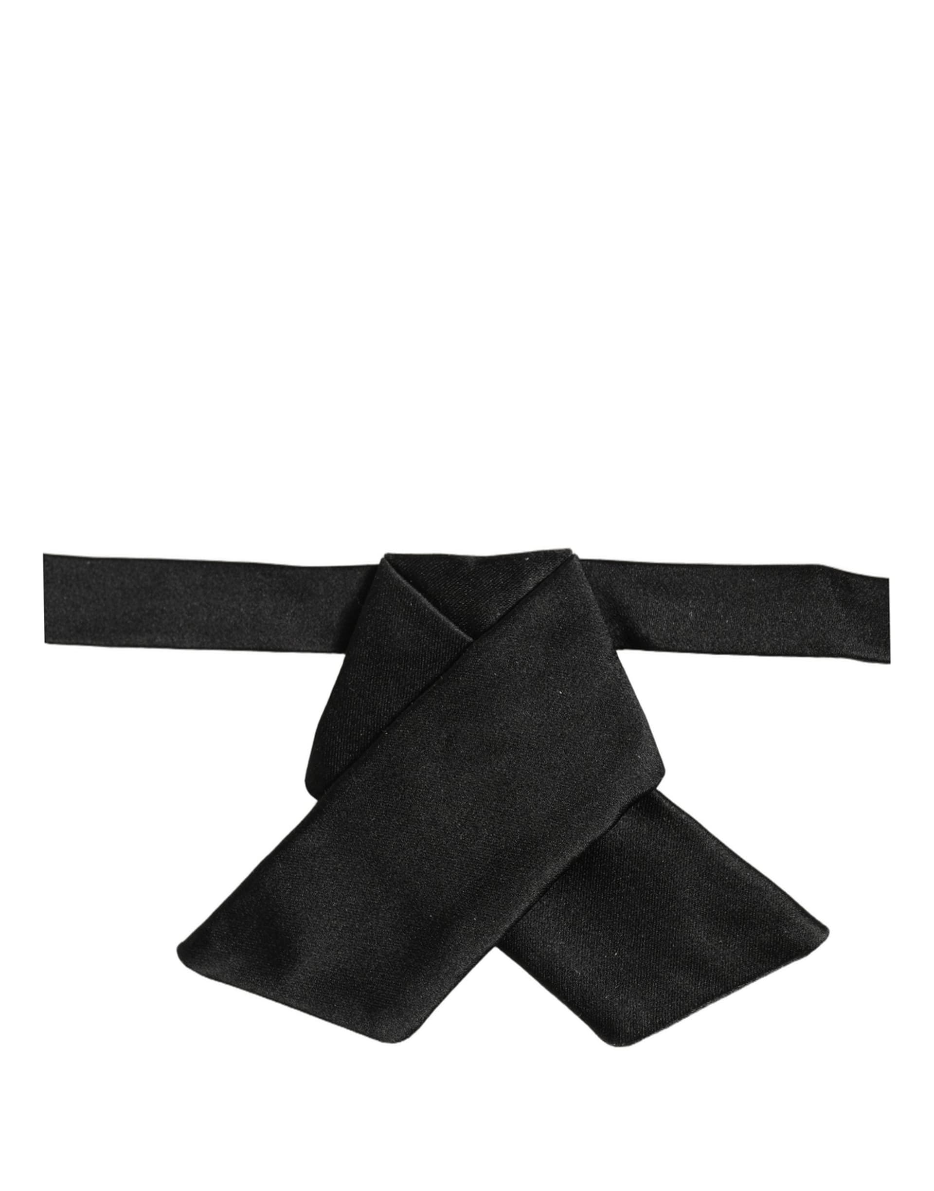 Dolce & Gabbana Men Black 100% SIlk Adjustable Neck Papillon Bow Tie - 2