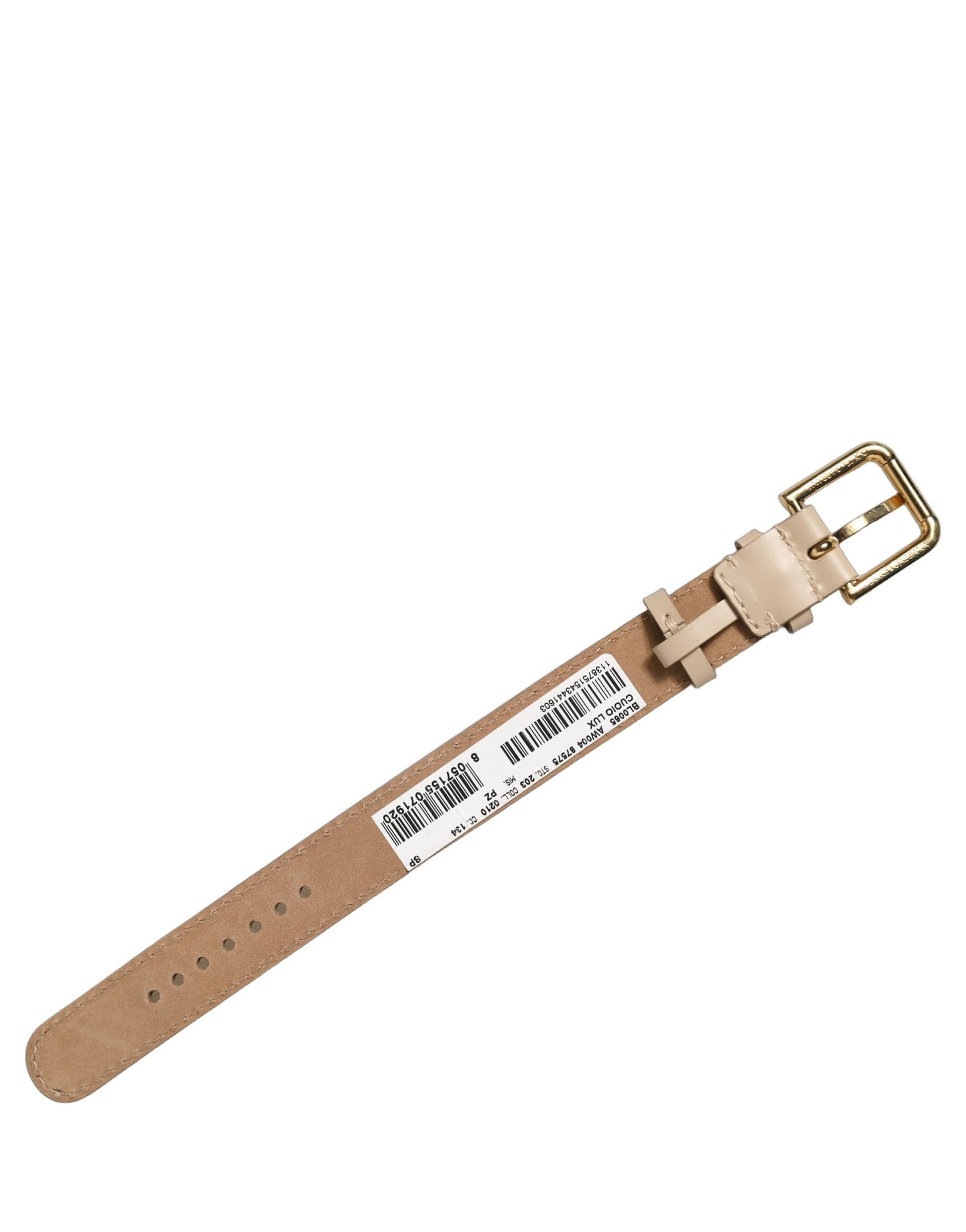 Dolce & Gabbana Beige Calfskin Leather Gold Buckle Belt Strap Bracelet - 4