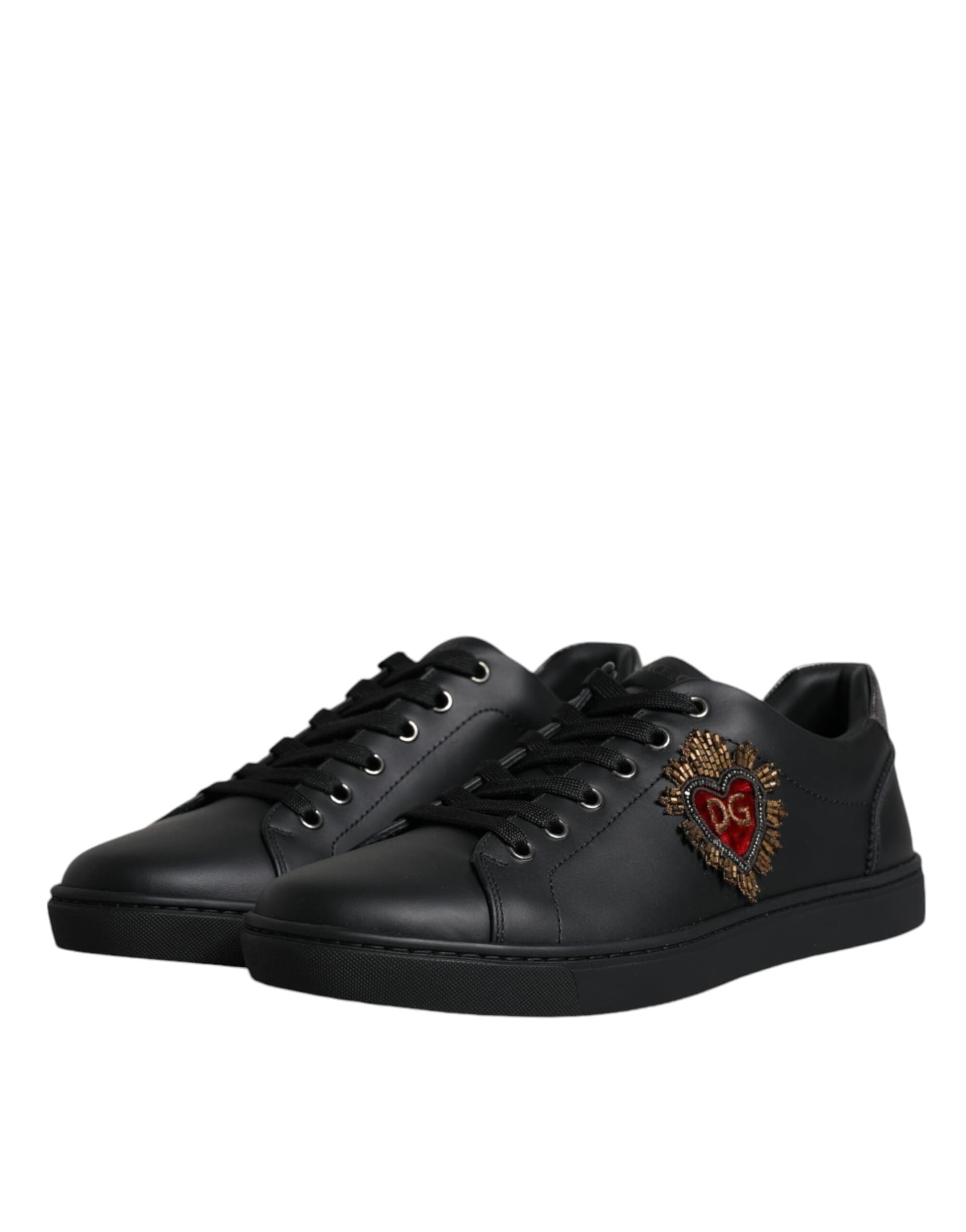 Dolce & Gabbana Black London Sacred Heart Men Sneakers Shoes - 3