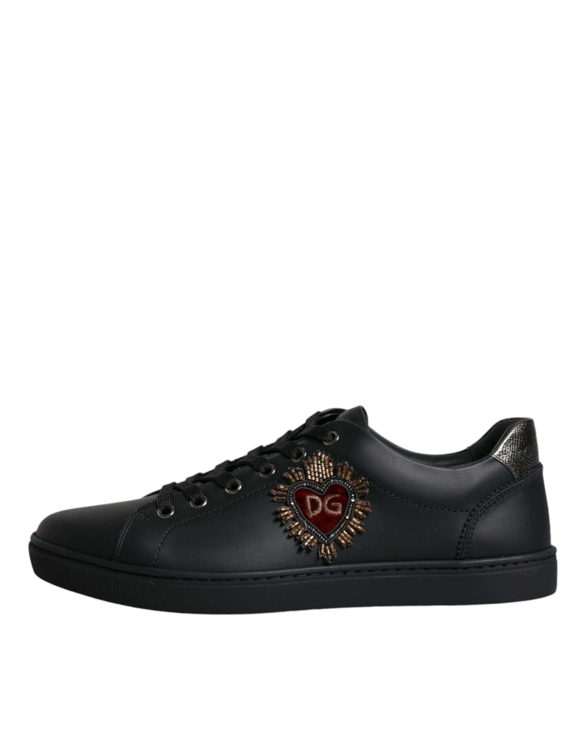 Dolce & Gabbana Black London Sacred Heart Men Sneakers Shoes - 8