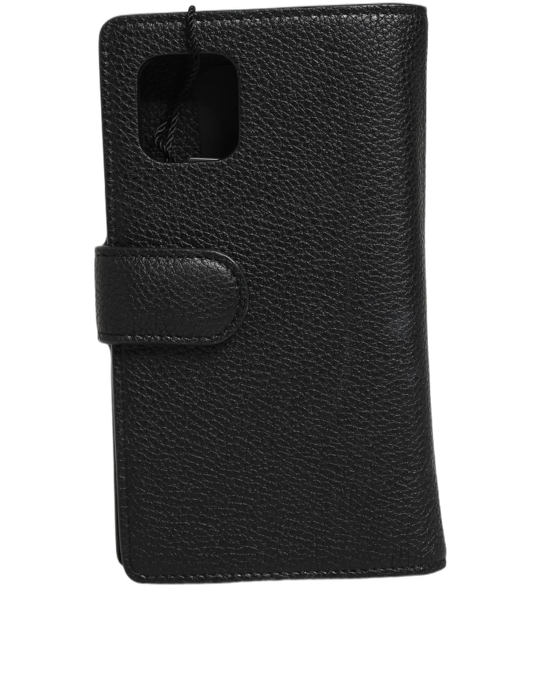 Dolce & Gabbana Case Flip Cover Black Calf Leather iPhone11 PRO Phone - 2