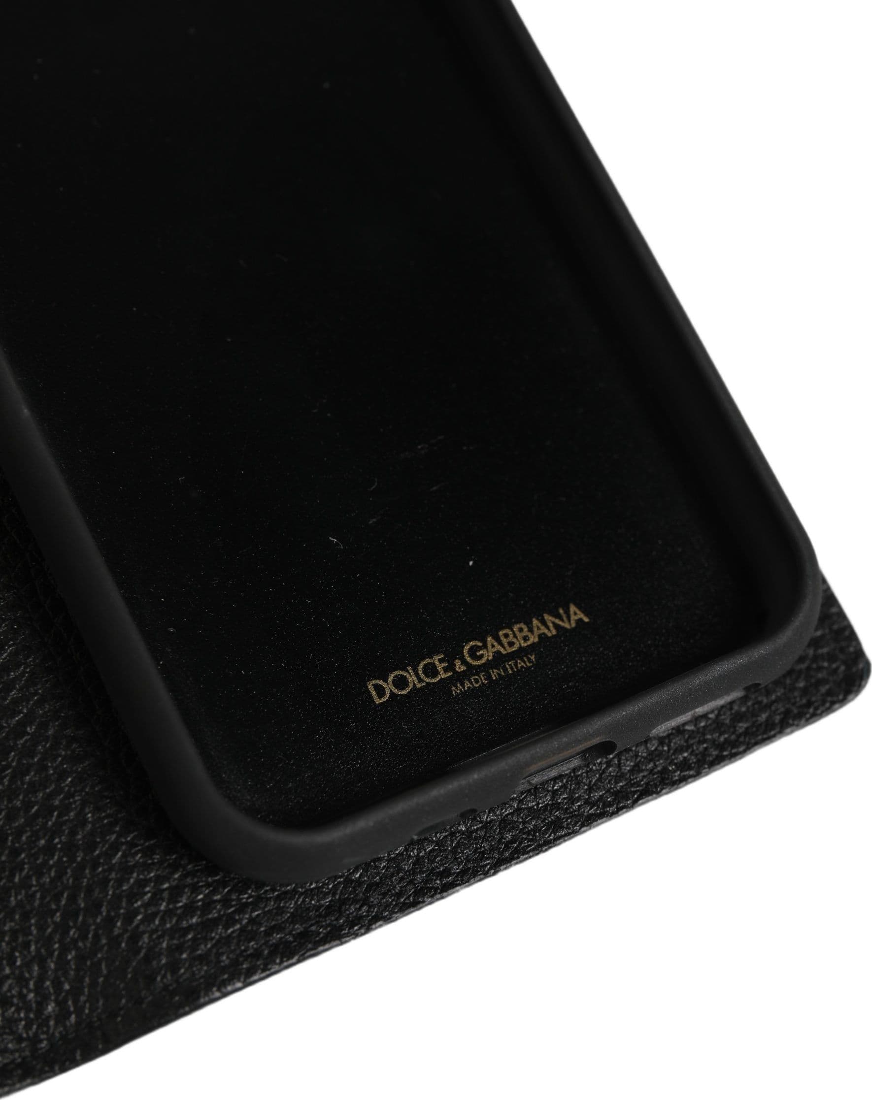 Dolce & Gabbana Case Flip Cover Black Calf Leather iPhone11 PRO Phone - 5