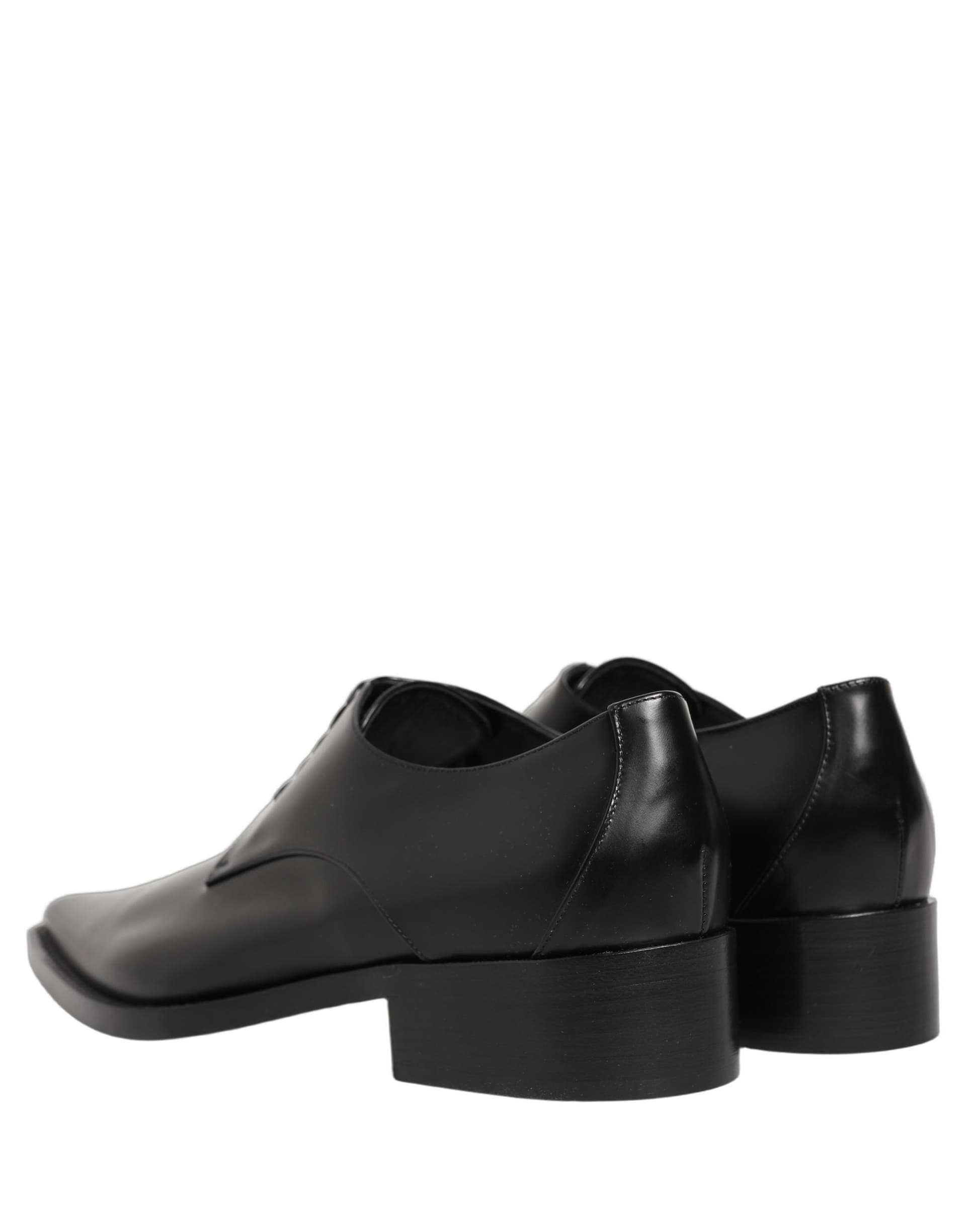 Dolce & Gabbana Black Leather Lace Up Derby Dress Shoes - 3