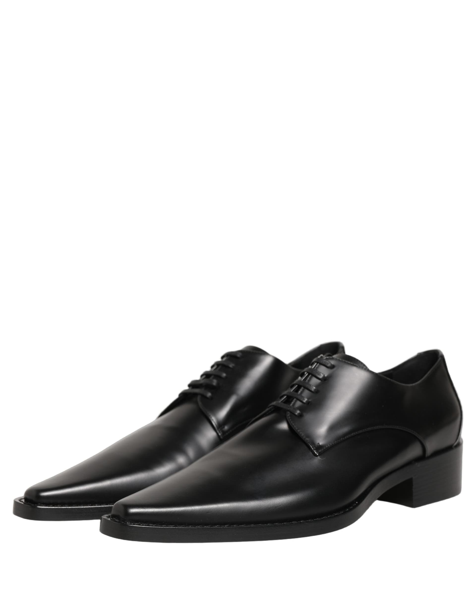 Dolce & Gabbana Black Leather Lace Up Derby Dress Shoes - 4