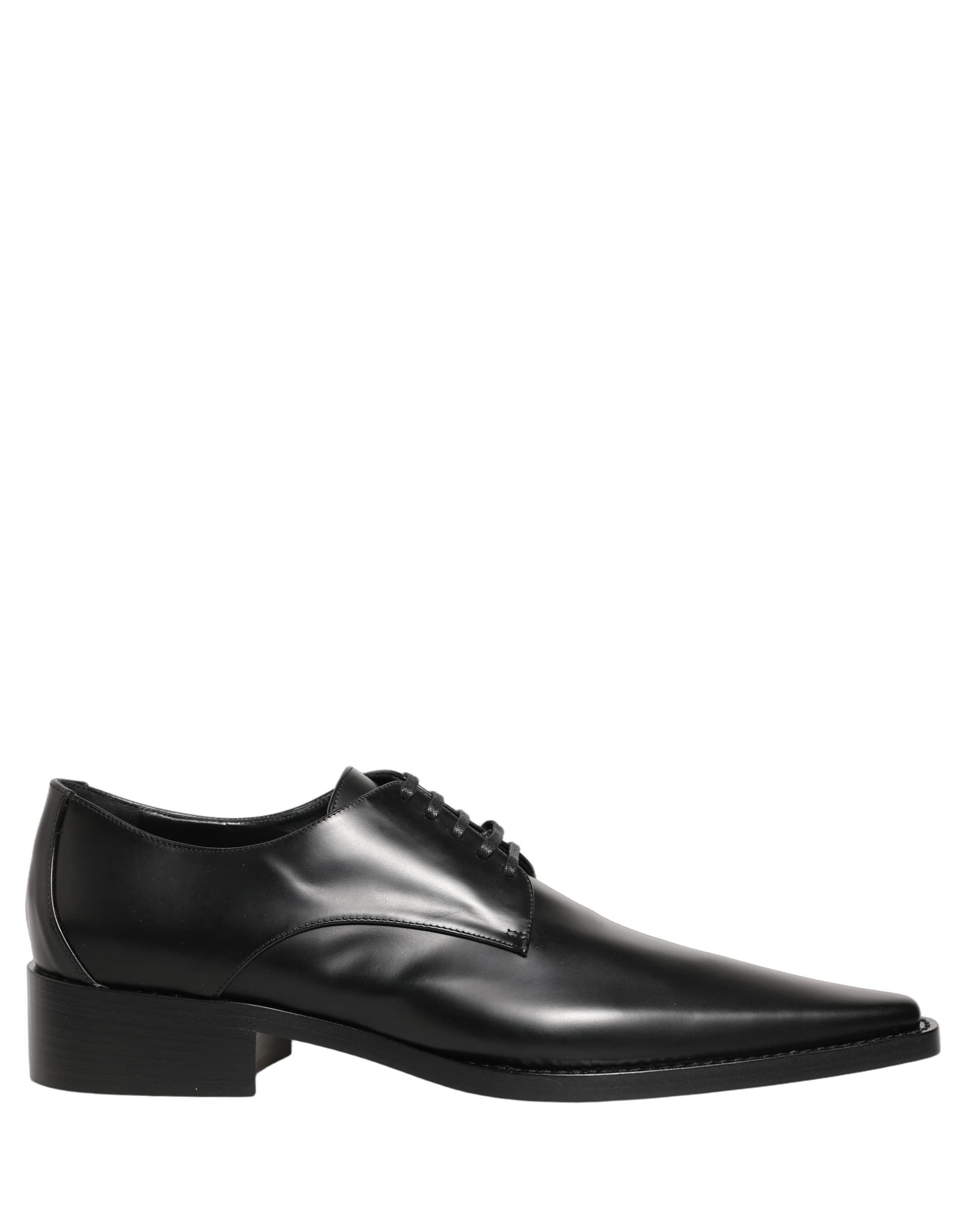 Dolce & Gabbana Black Leather Lace Up Derby Dress Shoes - 6
